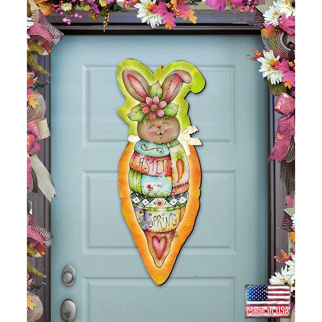 Carrot Bunny Easter Door Decor by Jamie Mills-Price - Easter Spring Decor - 8457609H