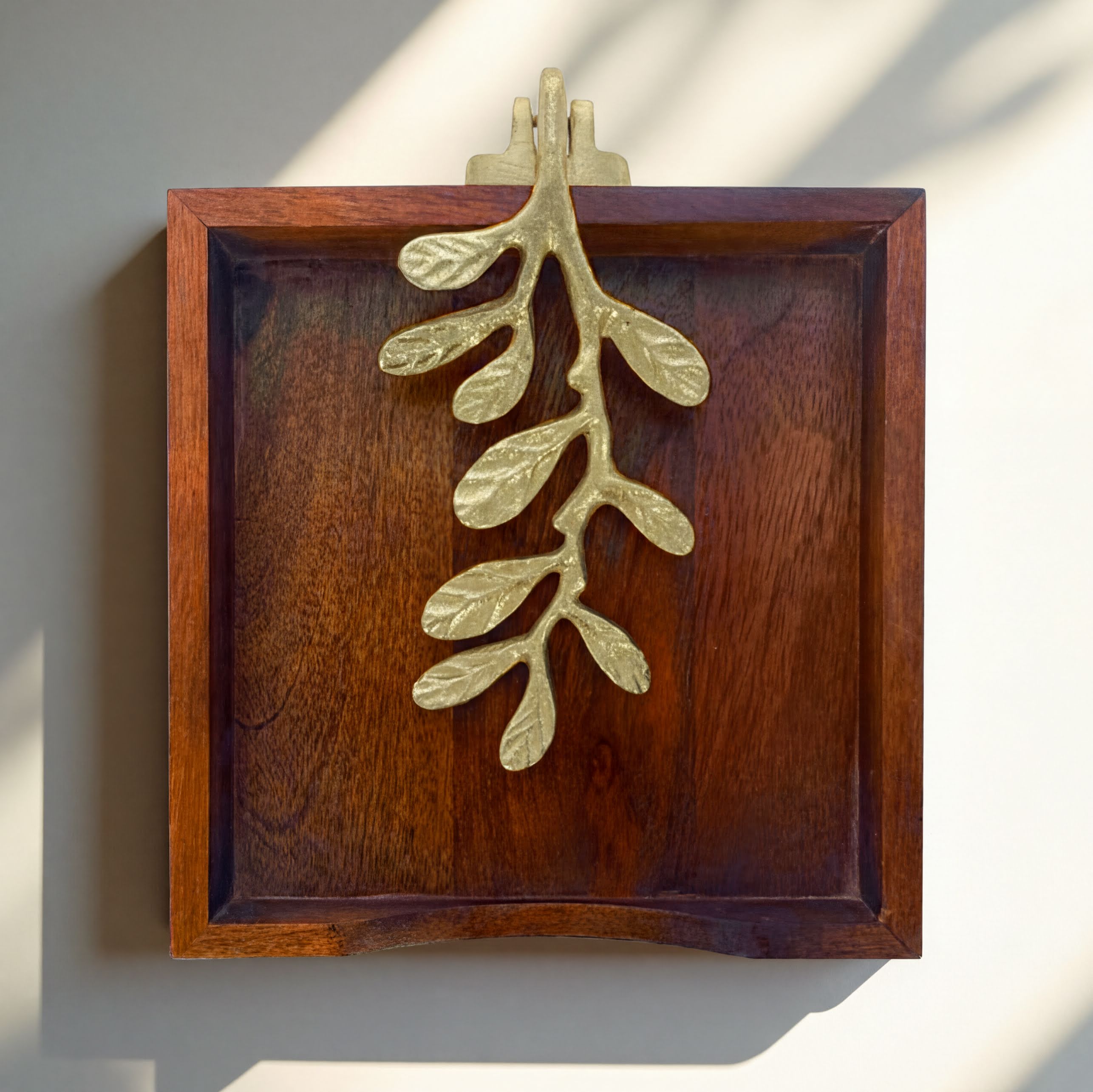 Wooden Napkin Holder – Solid Wood Tabletop Holder with Gold Finish & Weighted Metal Arm