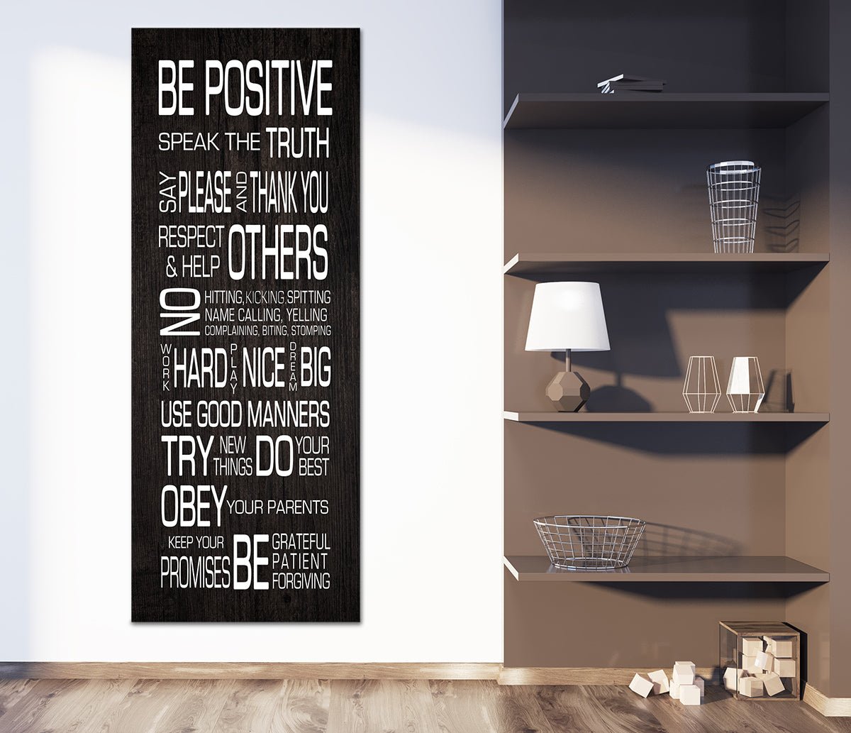 Family Rules Wall Art Be Positive Speak The Truth Framed Canvas Wall Art