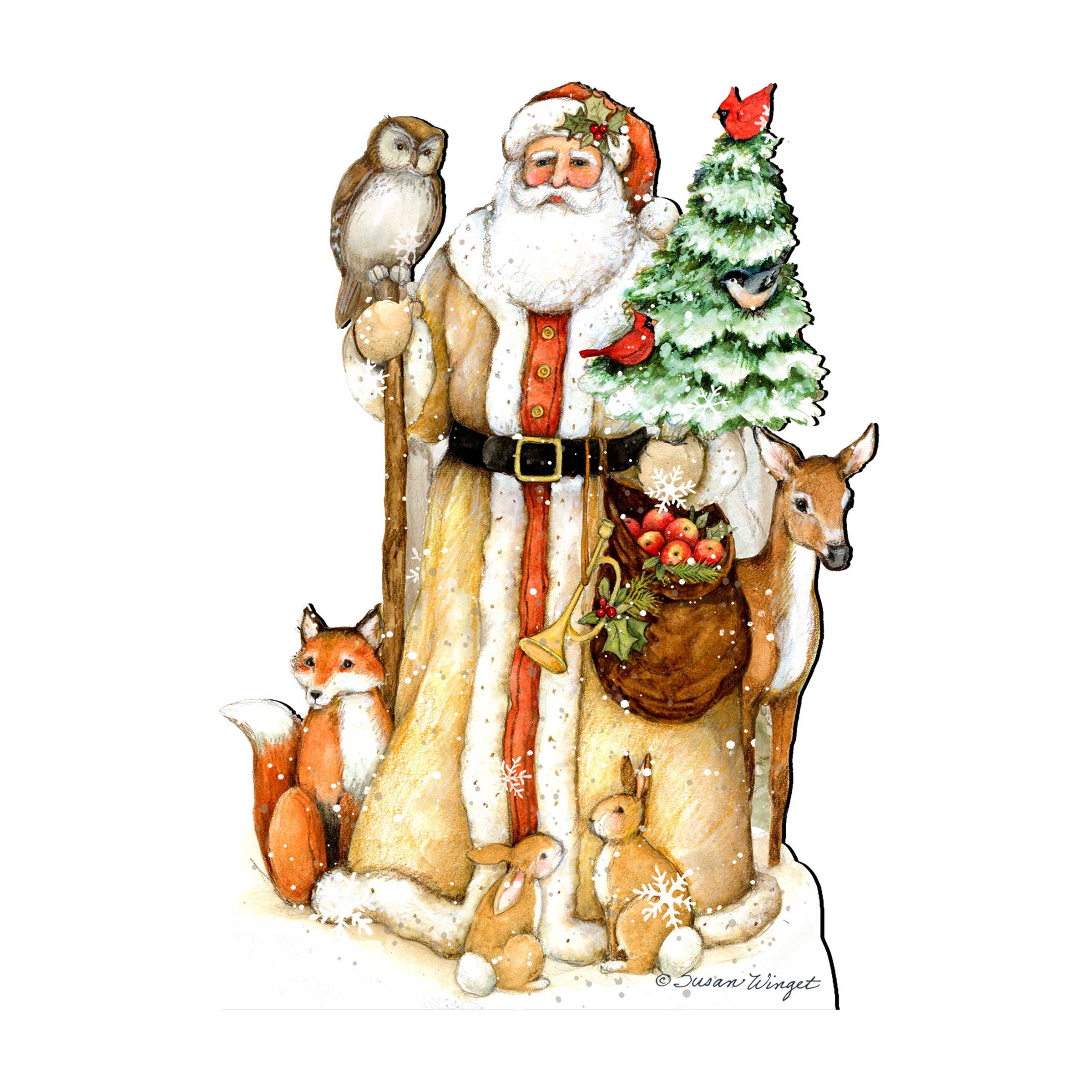 Ivory Santa Christmas Door Decor by Susan Winget - Christmas Santa and Snowman Decor