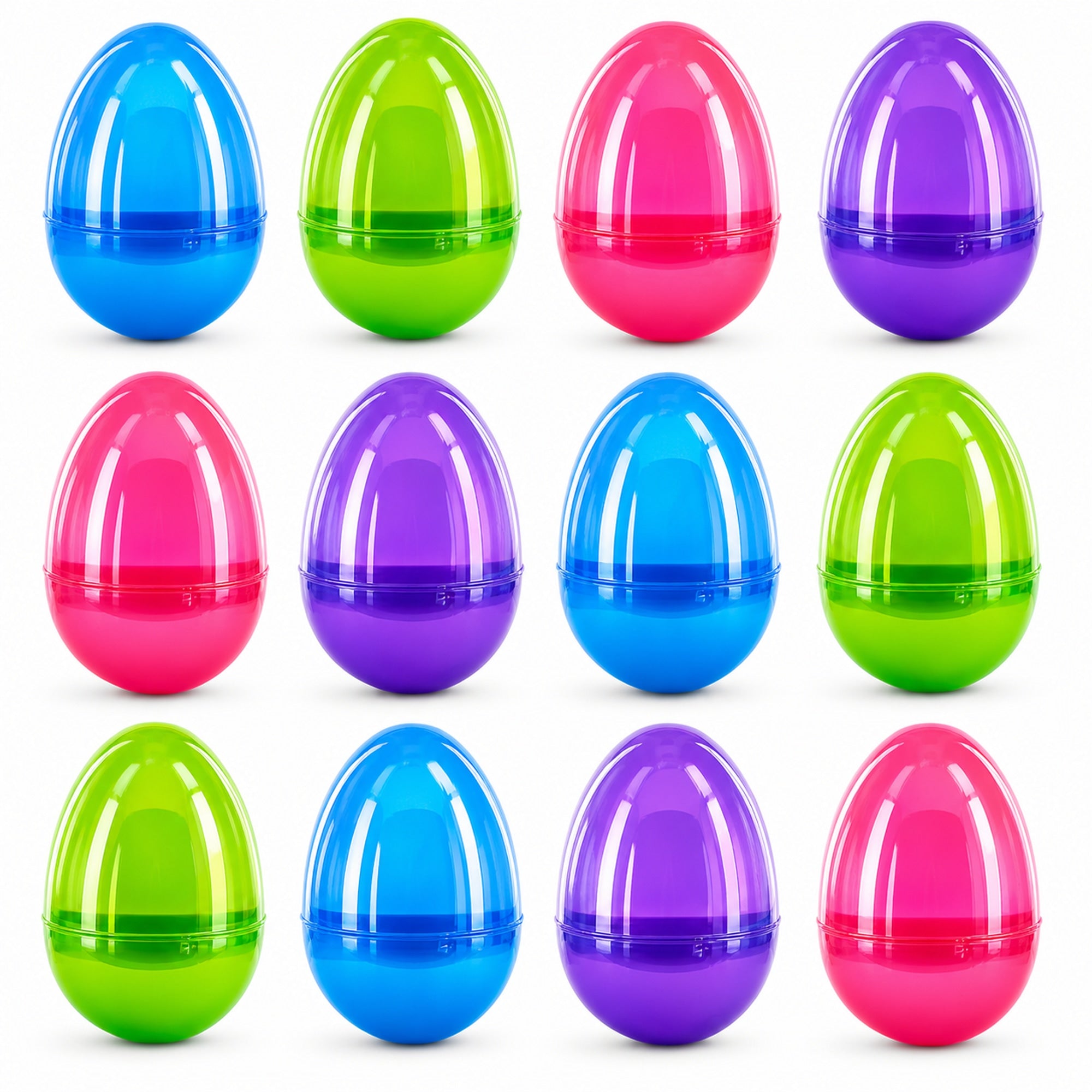 Set of 12 Iridescent Multicolored Plastic Easter Eggs
