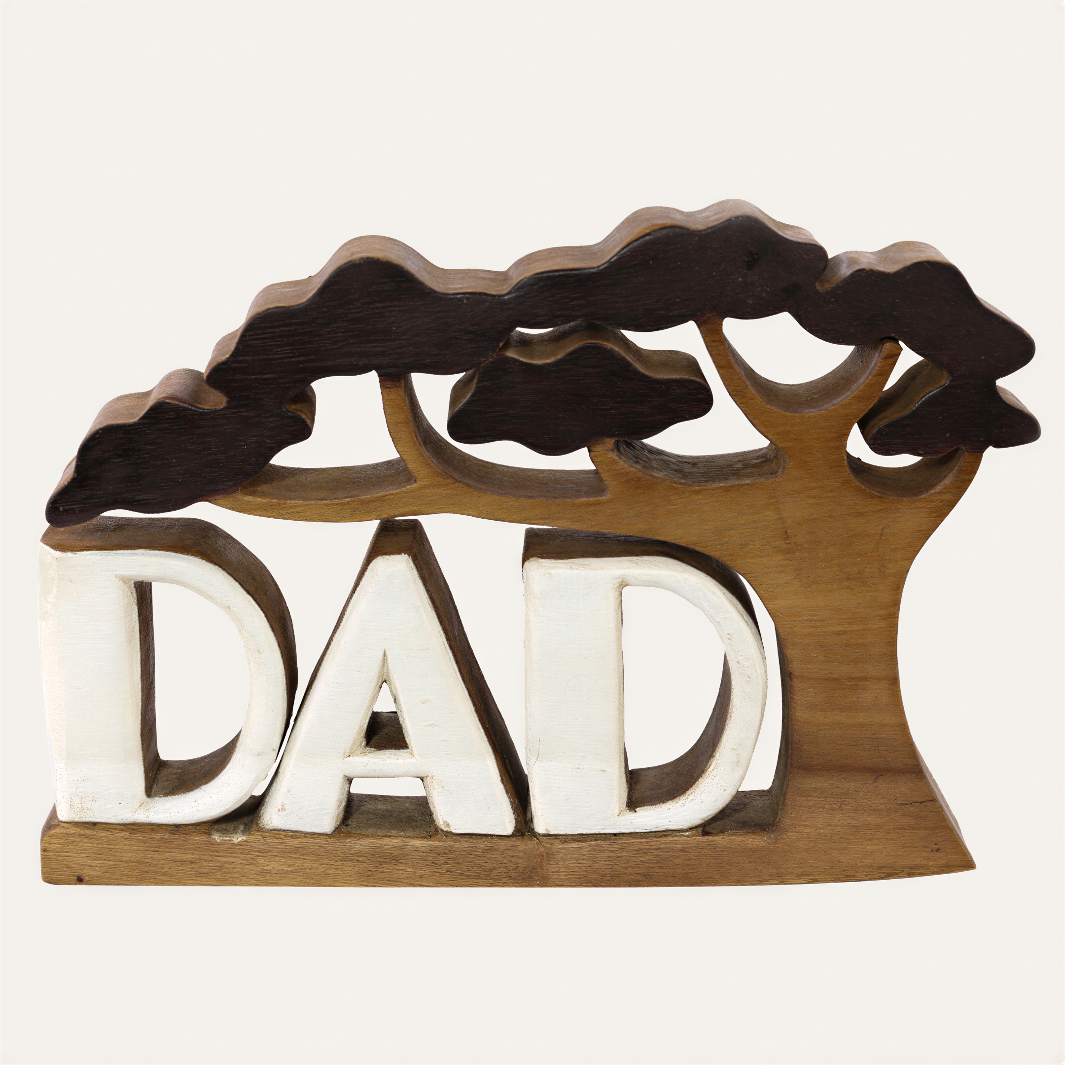 Wooden Dad Sculpture – Handmade Acacia Wood Decor | Personalized Dad Gift
