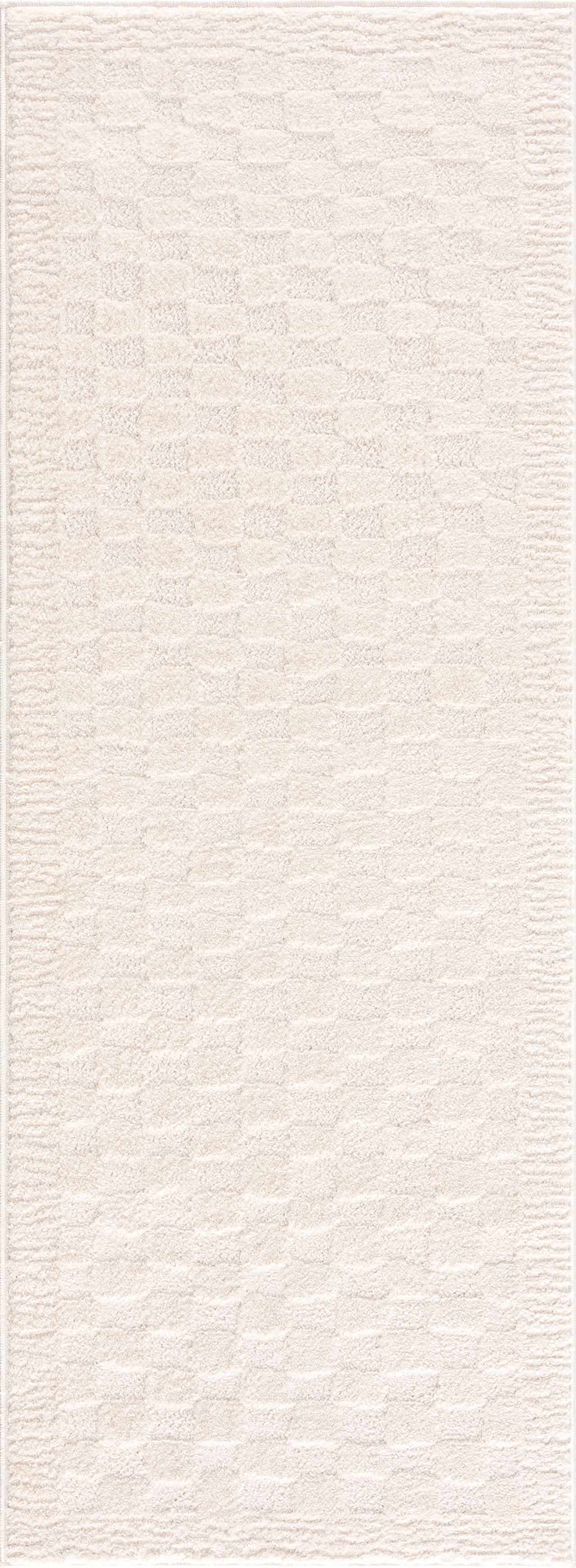 Leryn Ivory Checkered 7ft Runner Rug