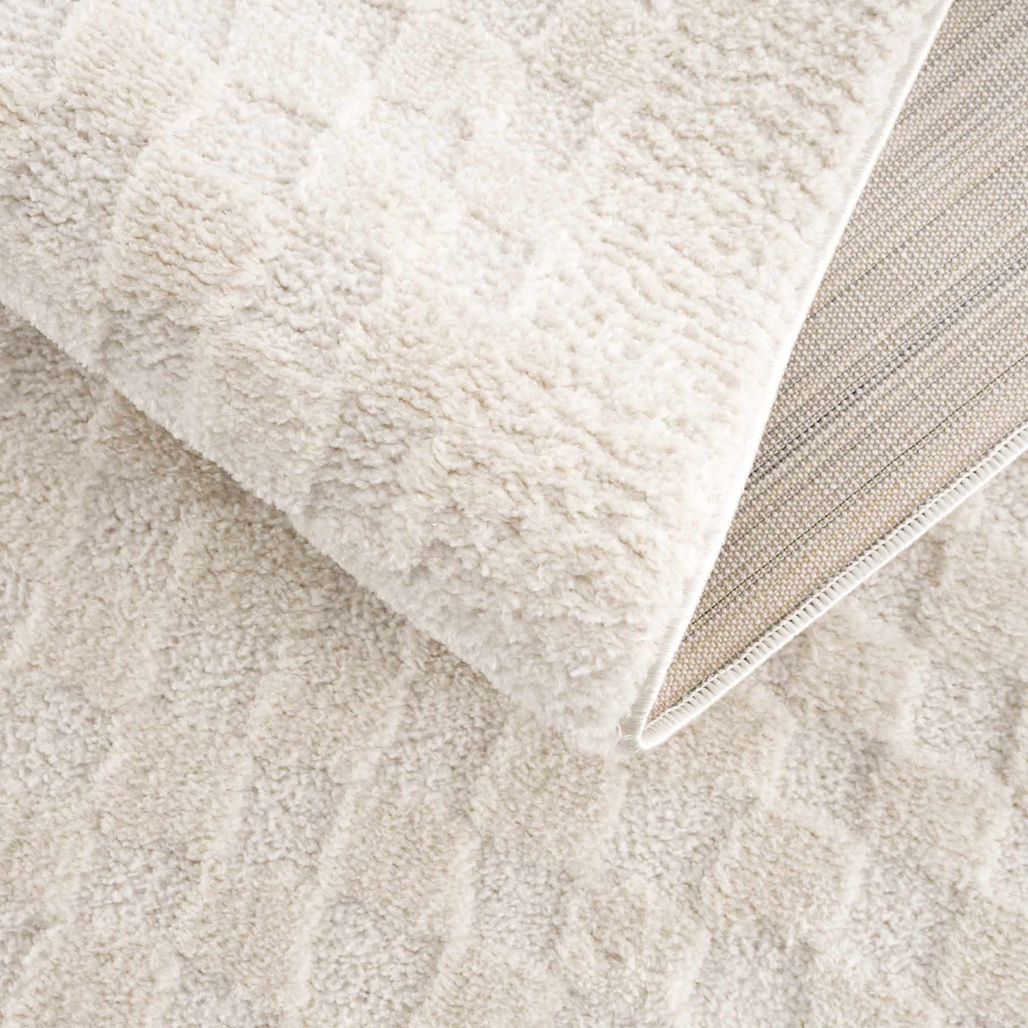 Leryn Ivory Checkered 7ft Runner Rug