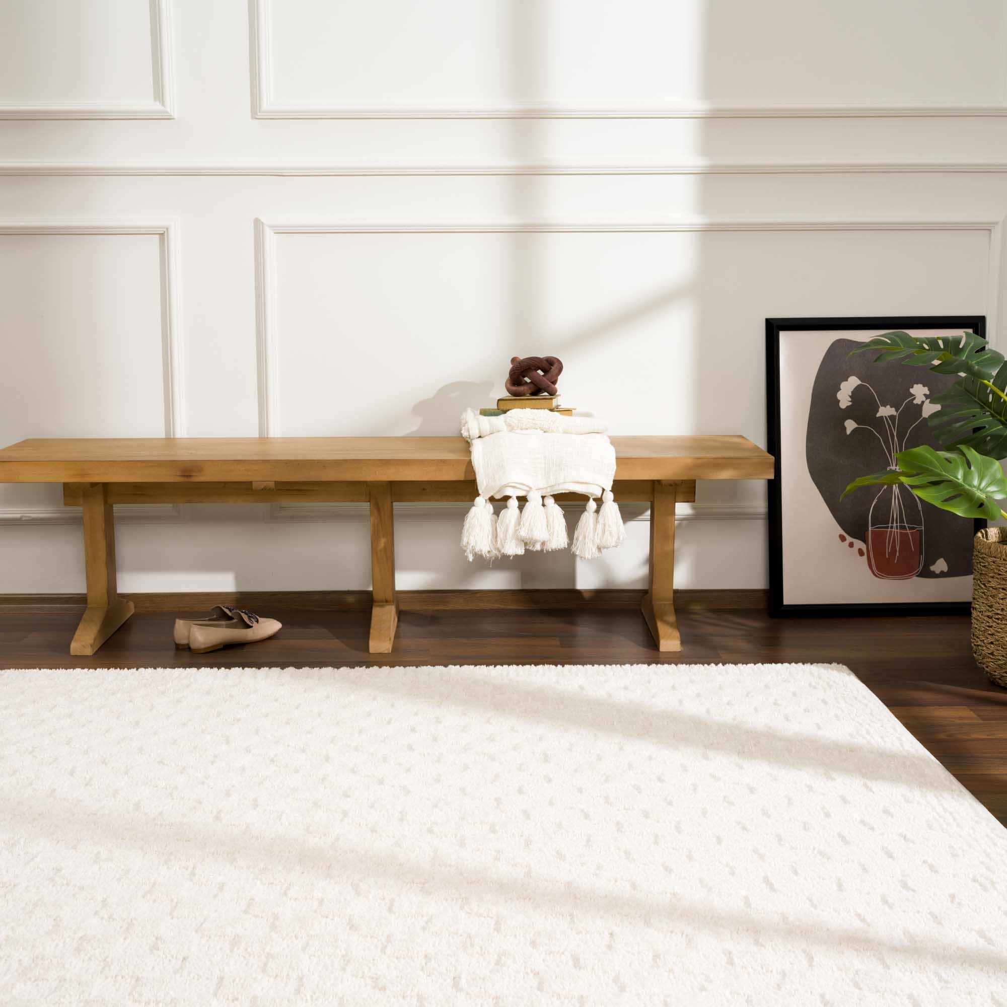 Leryn Ivory Checkered 7ft Runner Rug