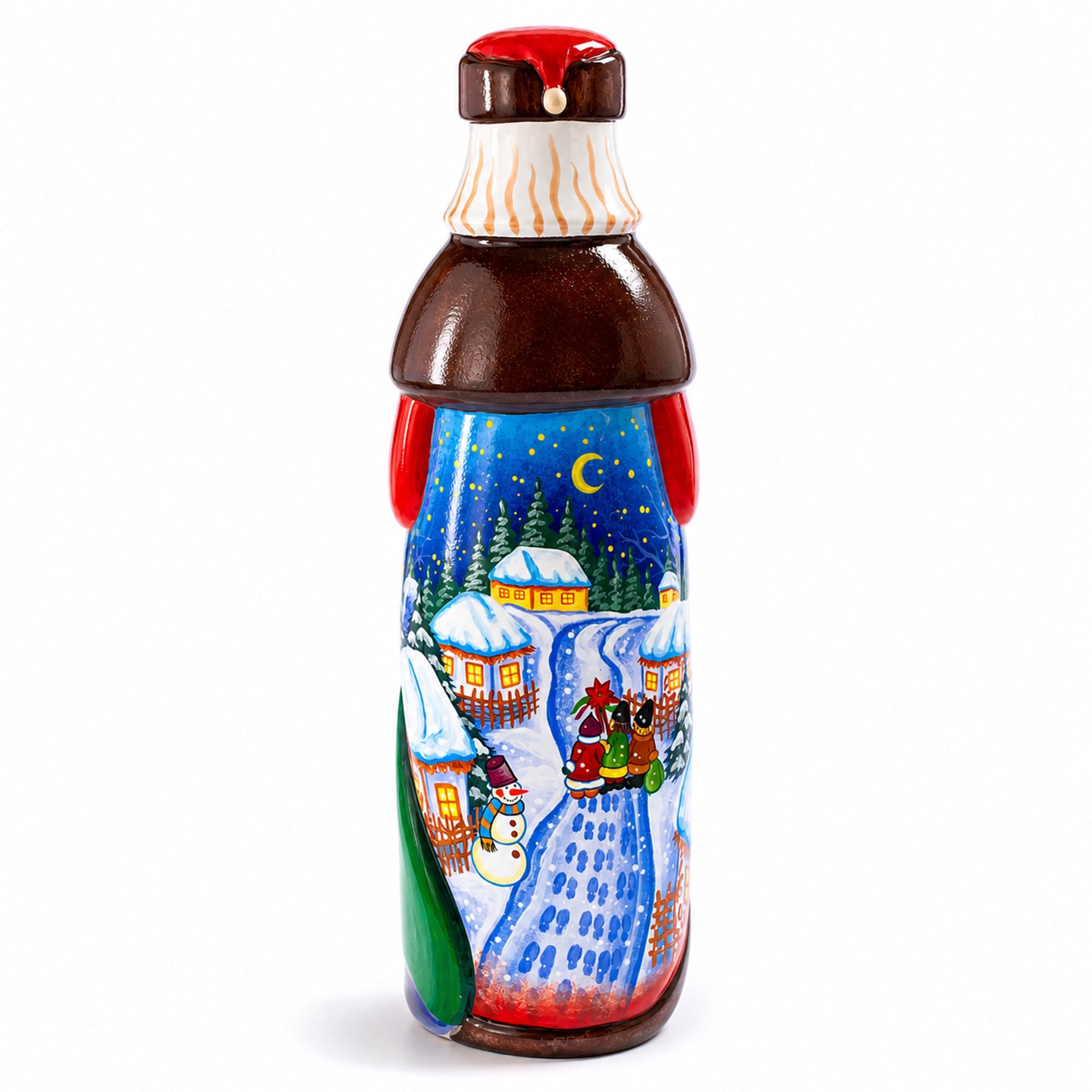 Hand Carved Ukrainian Santa with Children Caroling Solid Wood Figurine 11 Inches