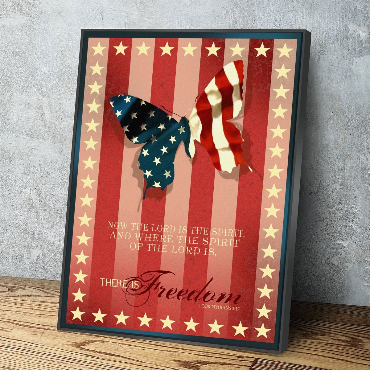 Freedom Wings Canvas Wall Art, 2 Corinthians 3:17 Verse, Patriotic Decor