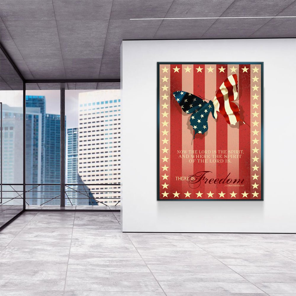 Freedom Wings Canvas Wall Art, 2 Corinthians 3:17 Verse, Patriotic Decor