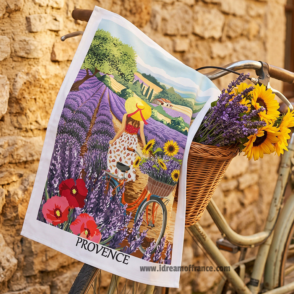 French kitchen towel - Printed cotton - Provence Lavender Hills  | Label France
