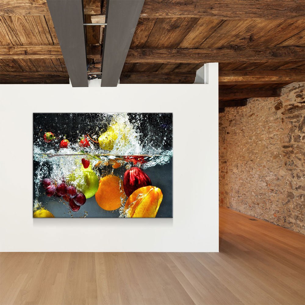 Fruit Splash Canvas Wall Art, Cooking Decor, Kitchen Wall Art, Fruit Decor