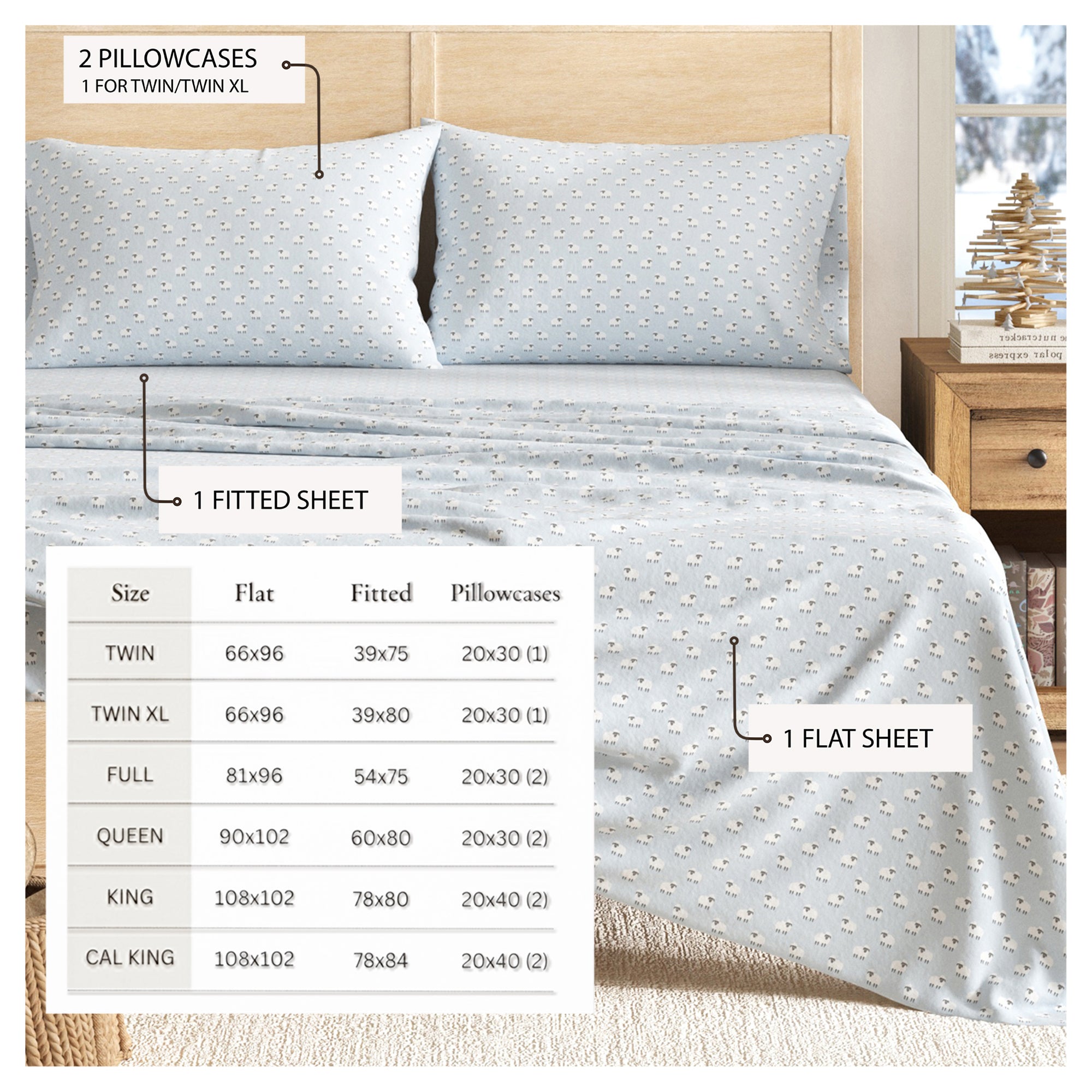 Turkish Cotton Christmas Flannel Sheet - Whittaker Collection