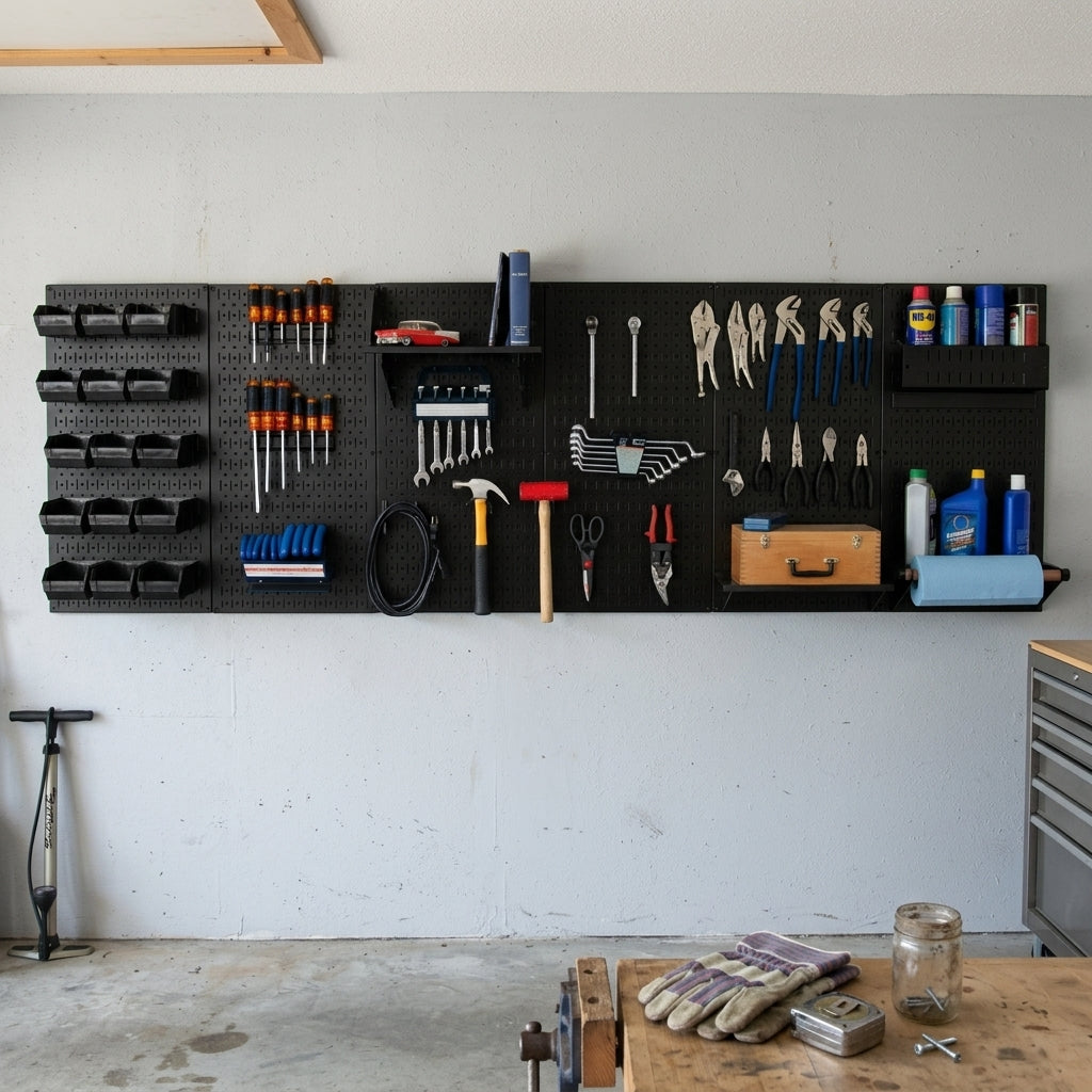 8ft Metal Pegboard Master Workbench Kit - Assorted Pegboard & Accessory Colors