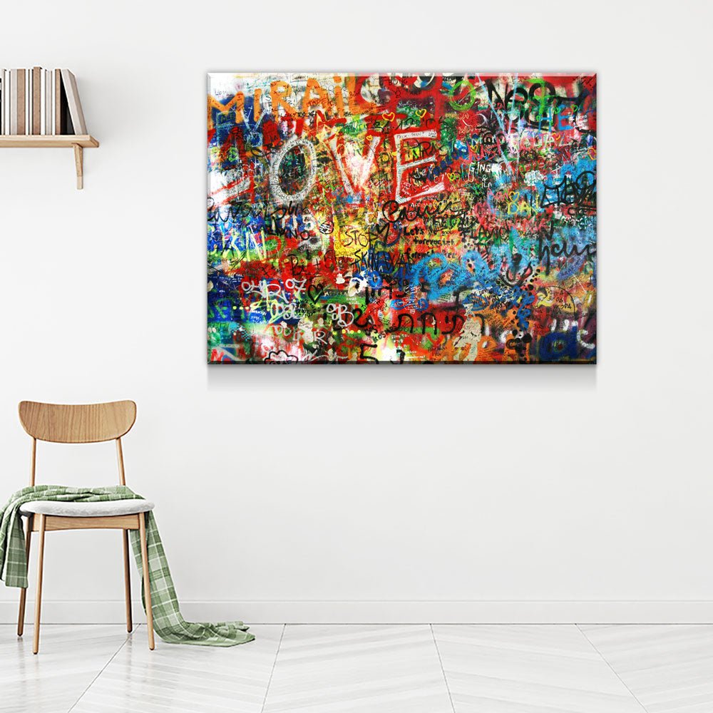 Graffiti on The Lennon Wall Canvas Wall Art
