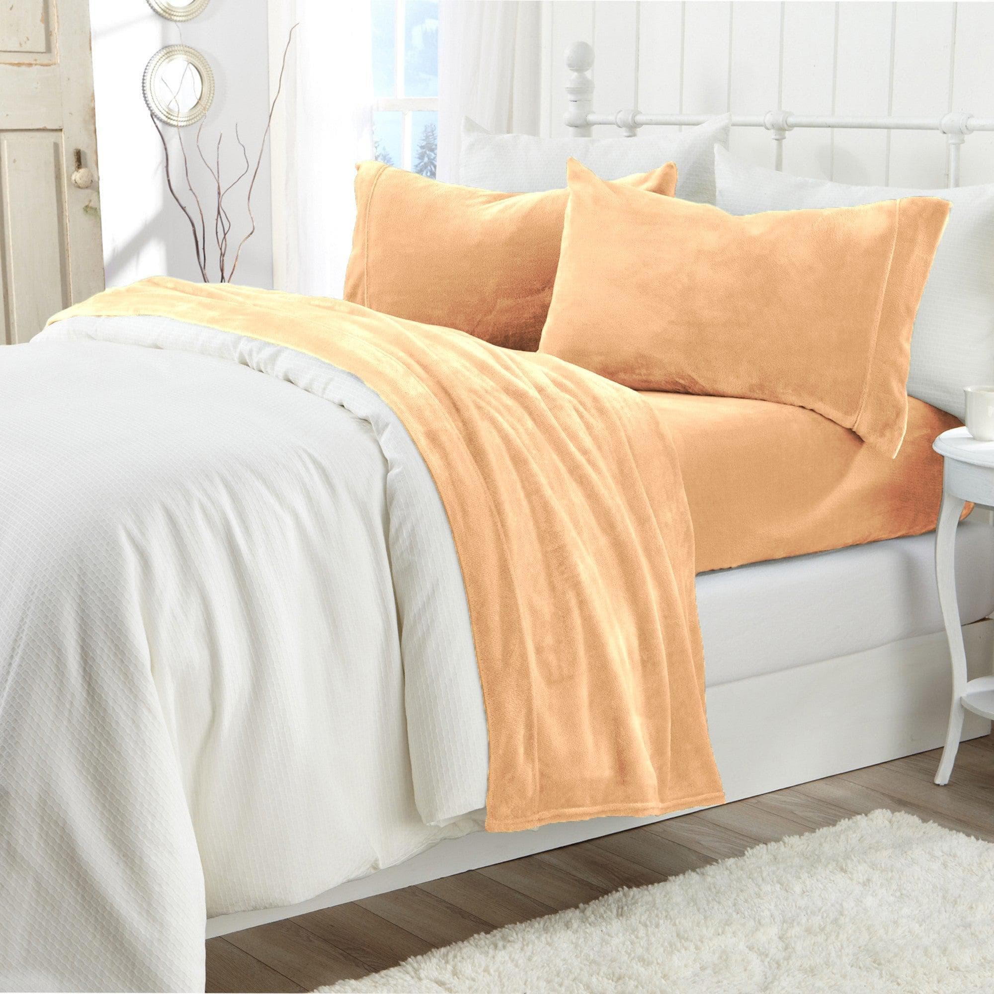 4-Piece Solid Jewel-Toned Plush Sheet - Velvet Luxe Collection