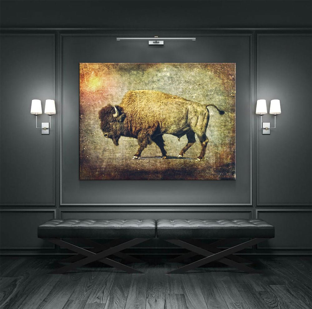 Great Buffalo Canvas Wall Art, Ranch Art, Ranch Style Home Decor, Buffalo Decor