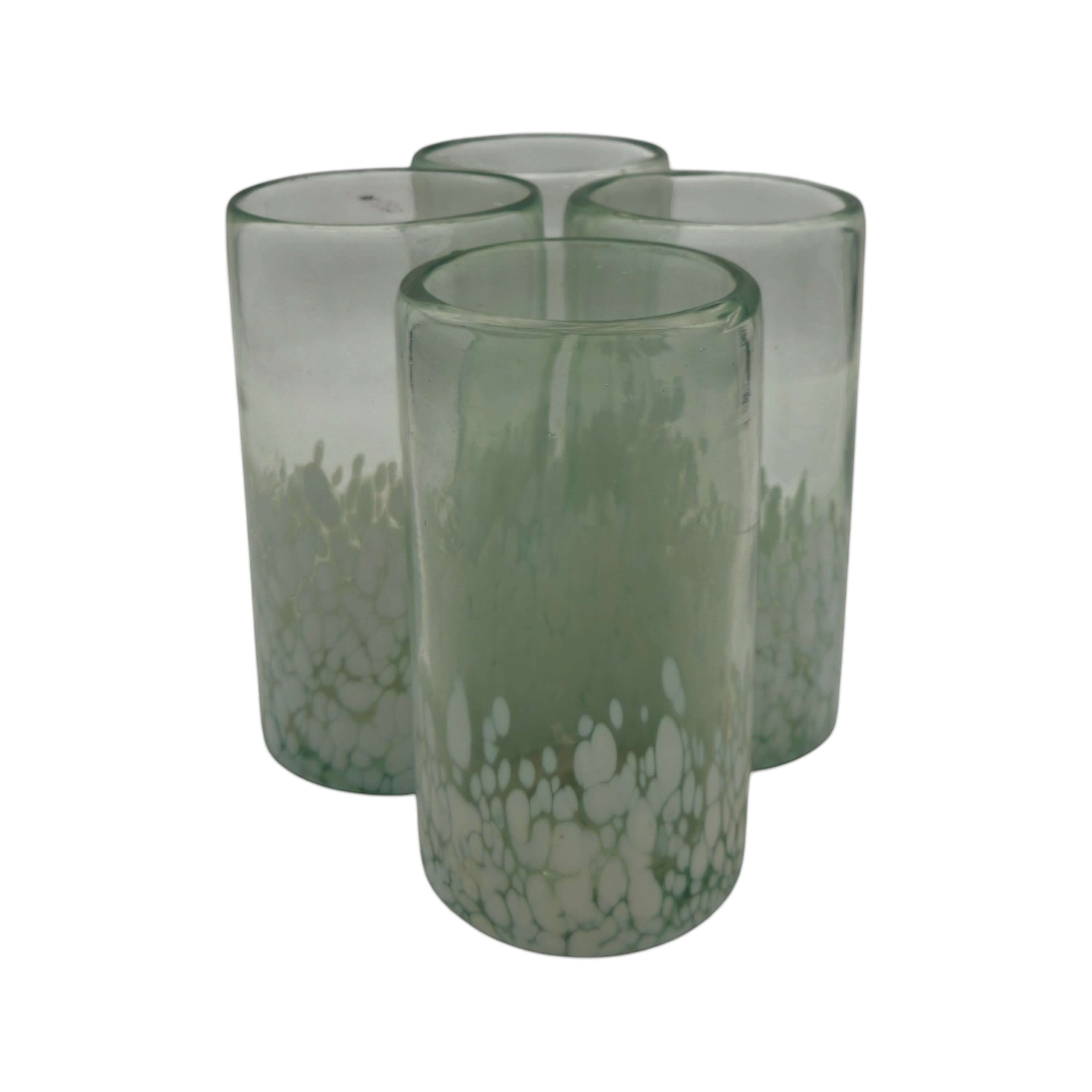 Hand-Blown Mexican Highball Glass | White & Clear Artisan Design