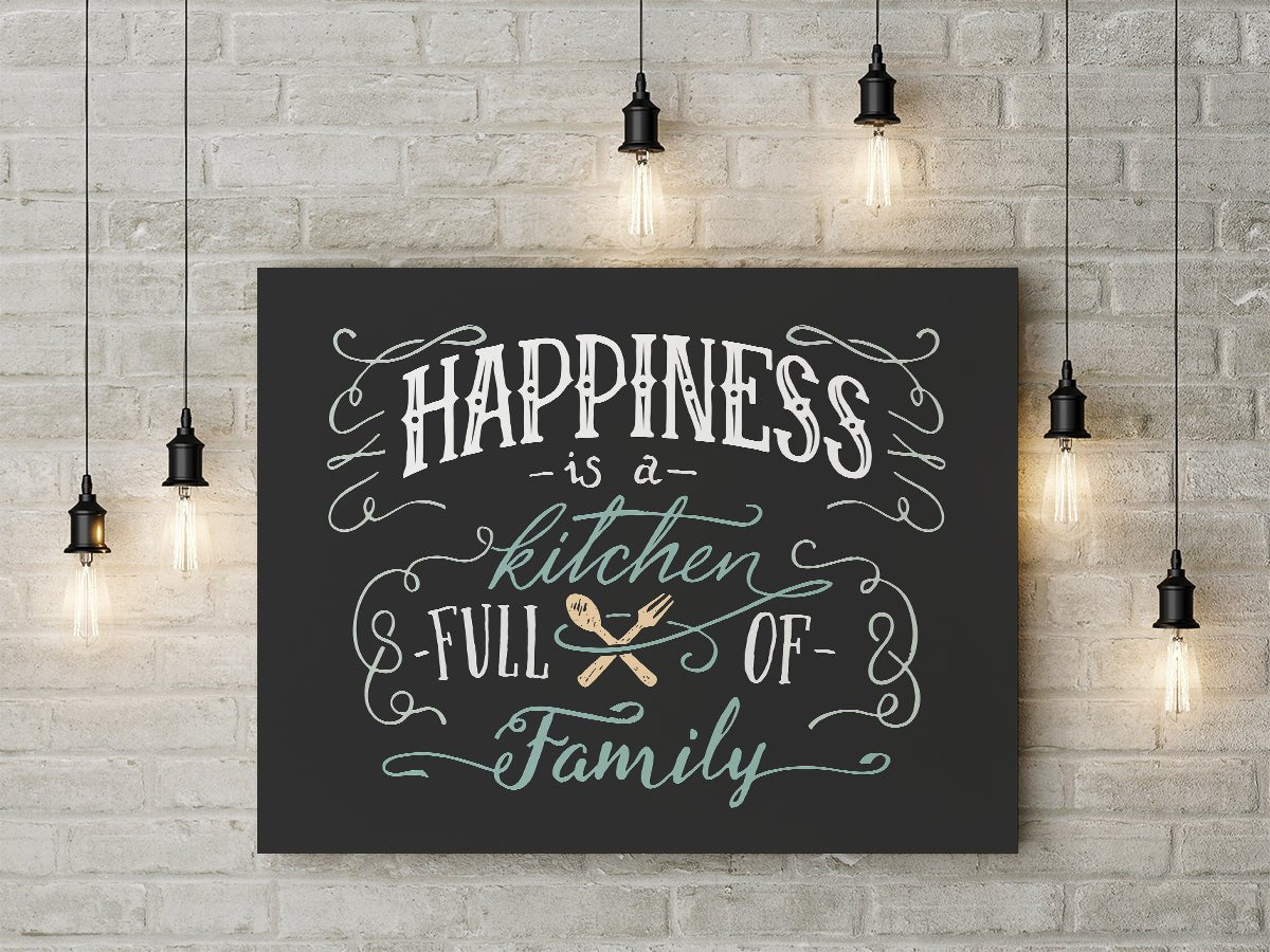 Happiness Is A Kitchen Full Of Family Framed Canvas Wall Art Kitchen Decor