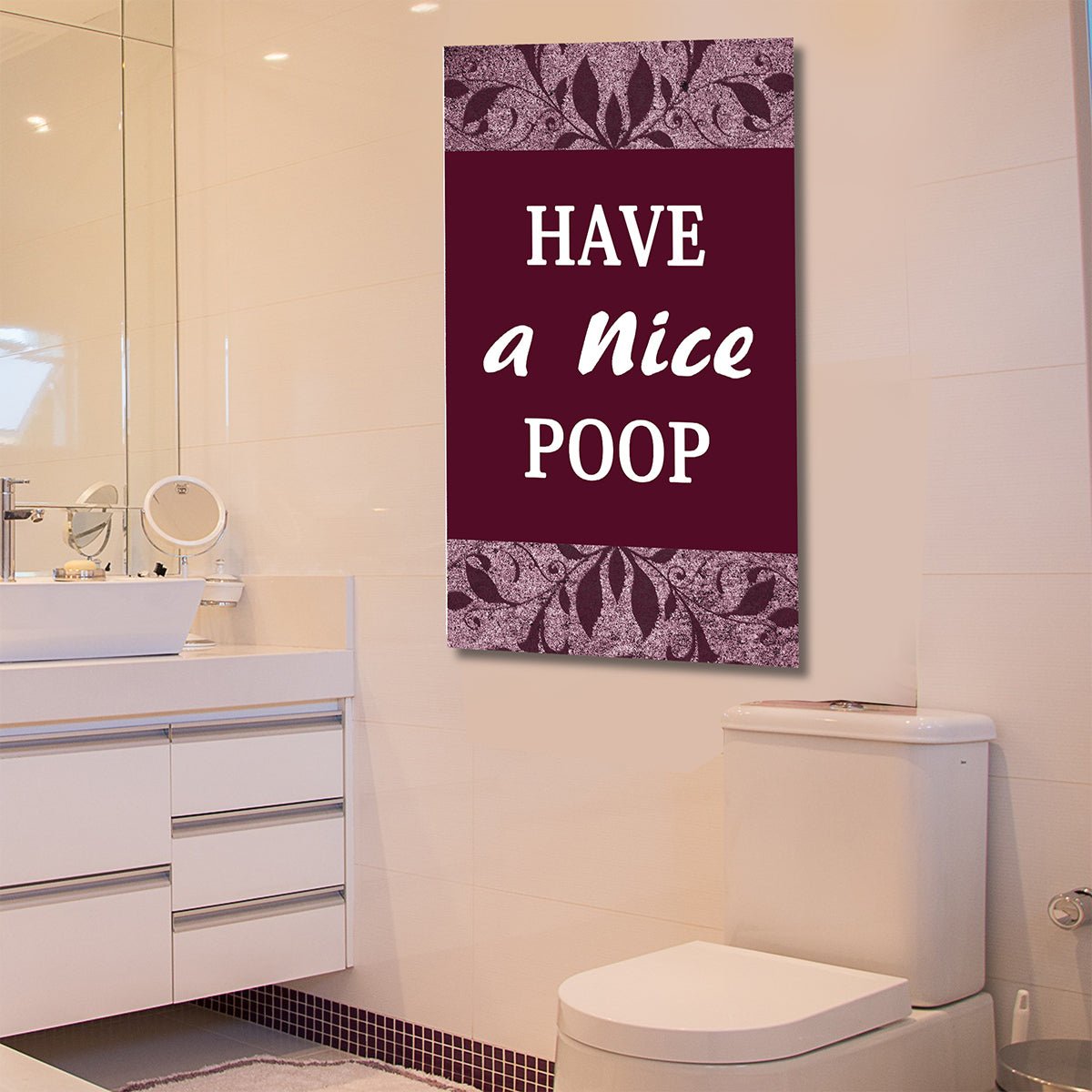 Have A Nice Poop Bathroom Humor Framed Canvas Wall Art Bathroom Decor Funny Bathroom Art