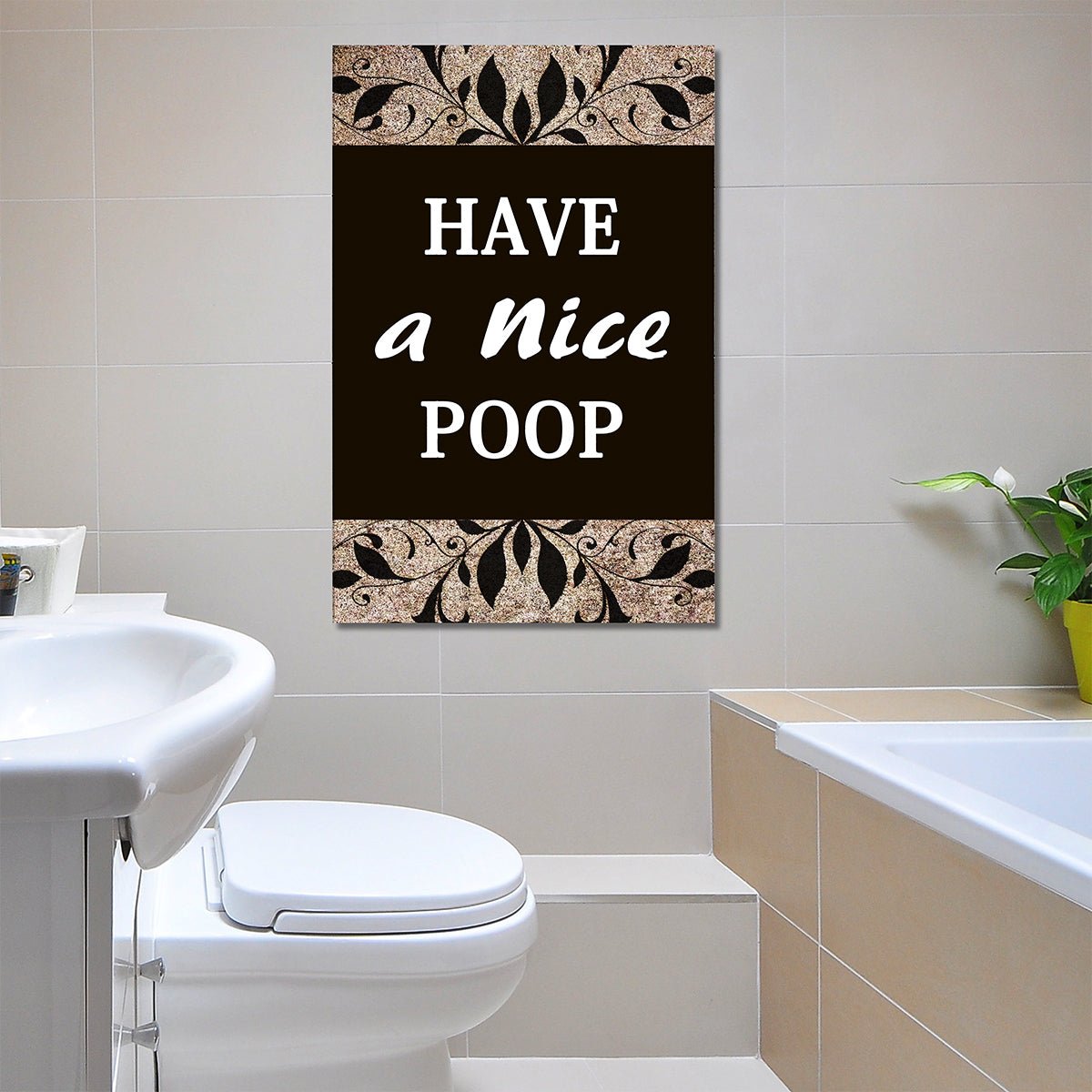 Have A Nice Poop Bathroom Humor Framed Canvas Wall Art Bathroom Decor Funny Bathroom Art