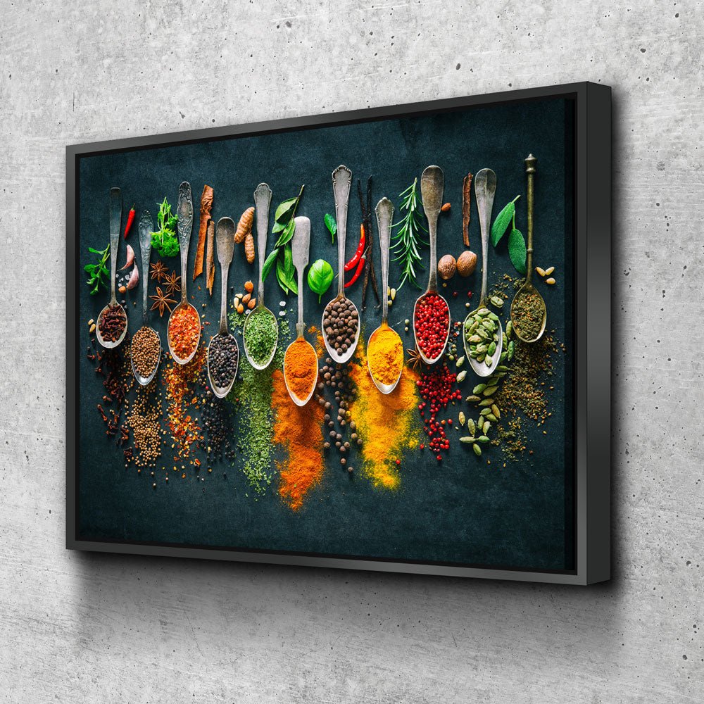 Herbs, Spices, & Spoons Canvas Wall Art, Kitchen Decor, Restaurant Decor