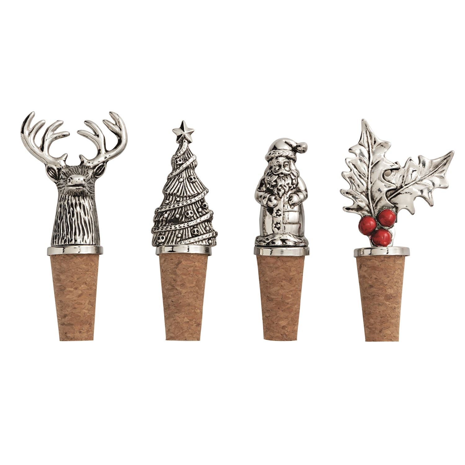 Christmas Cast Aluminum Bottle Stoppers | 4 Styles