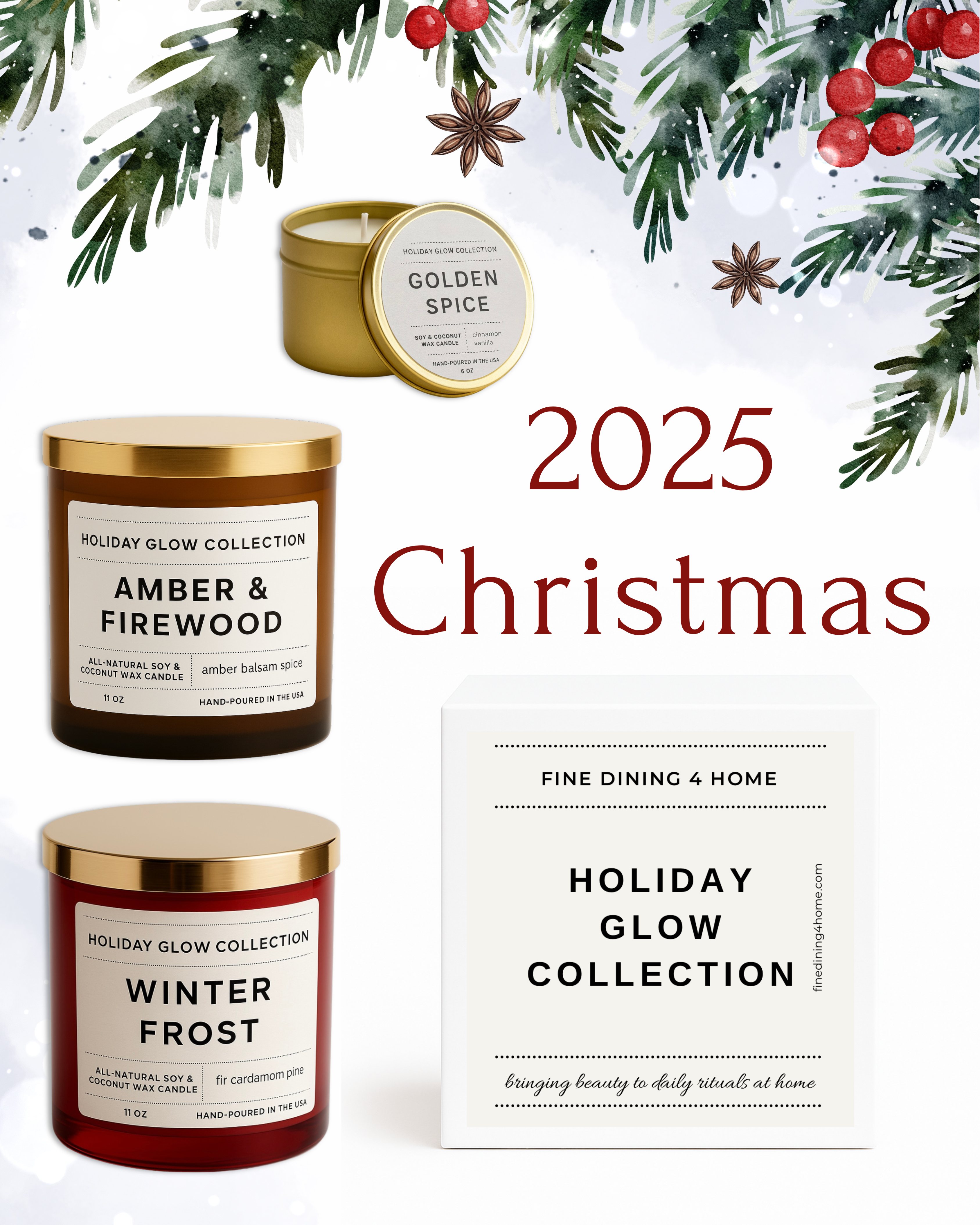 Candle Trio – Holiday Glow Collection – Cozy Gift Idea – Limited Edition