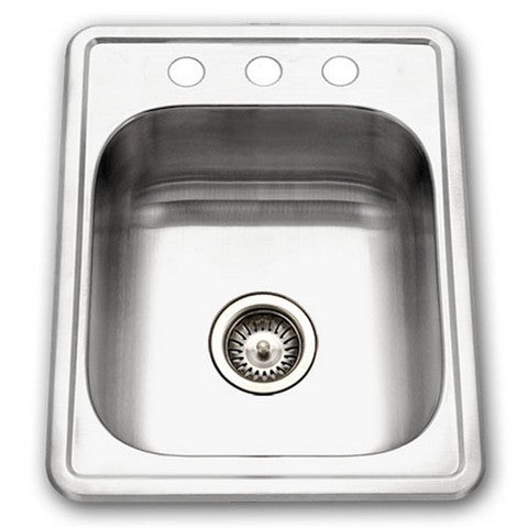 Houzer A1722-7BS-1 ADA Glowtone Series Topmount Stainless Steel 3 Hole Bar & Prep Sink