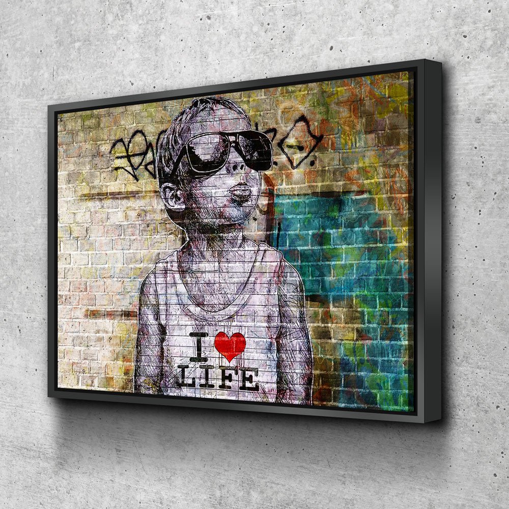 I Love Life Banksy, Graffiti Wall, Canvas Wall Art, Urban Art, Graffiti Decor