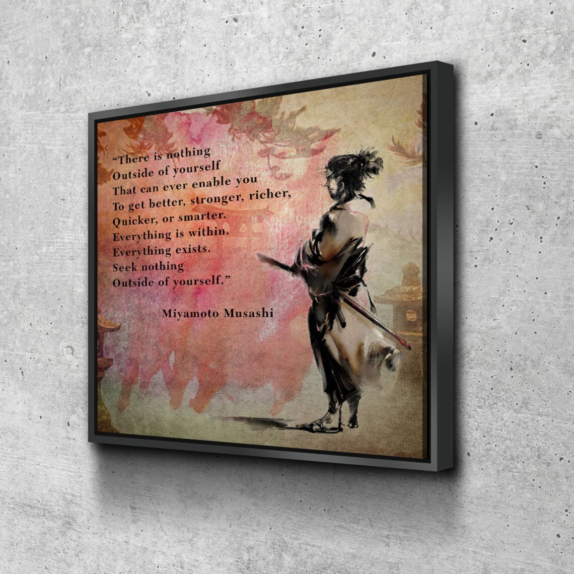 There Is Nothing Outside Yourself Miyamoto Musashi Quote Samurai Art Canvas Wall Art, Ukiyoe, Japanese Art