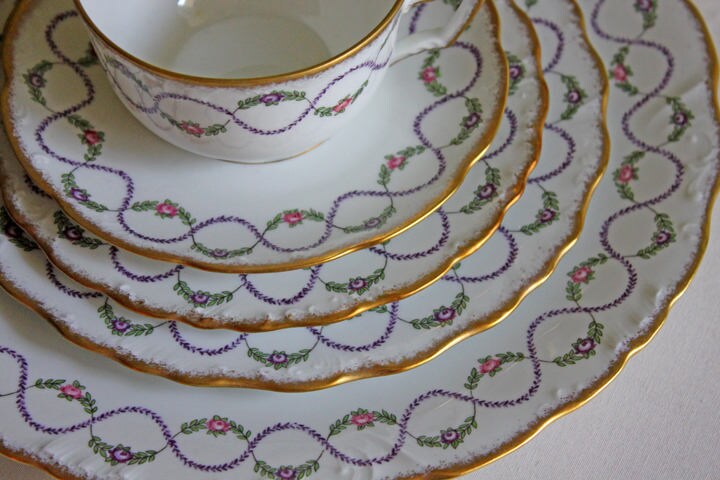 Antique Limoges Dinner Plates. Set of Eight Large Plates. Haviland & Co. Made in France. Luxurious Dining. Rare Find. French Country Living