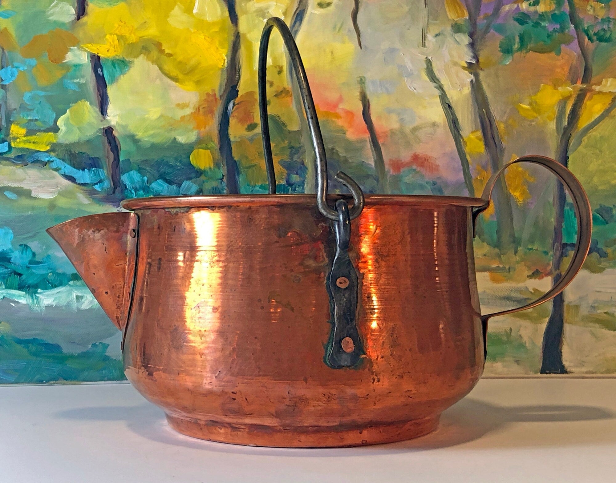 Antique Extra Large Sieves. Rustic Hand Hammered Home Decoration. Set of Two, Large, Primitive Hand Pounded Strainers