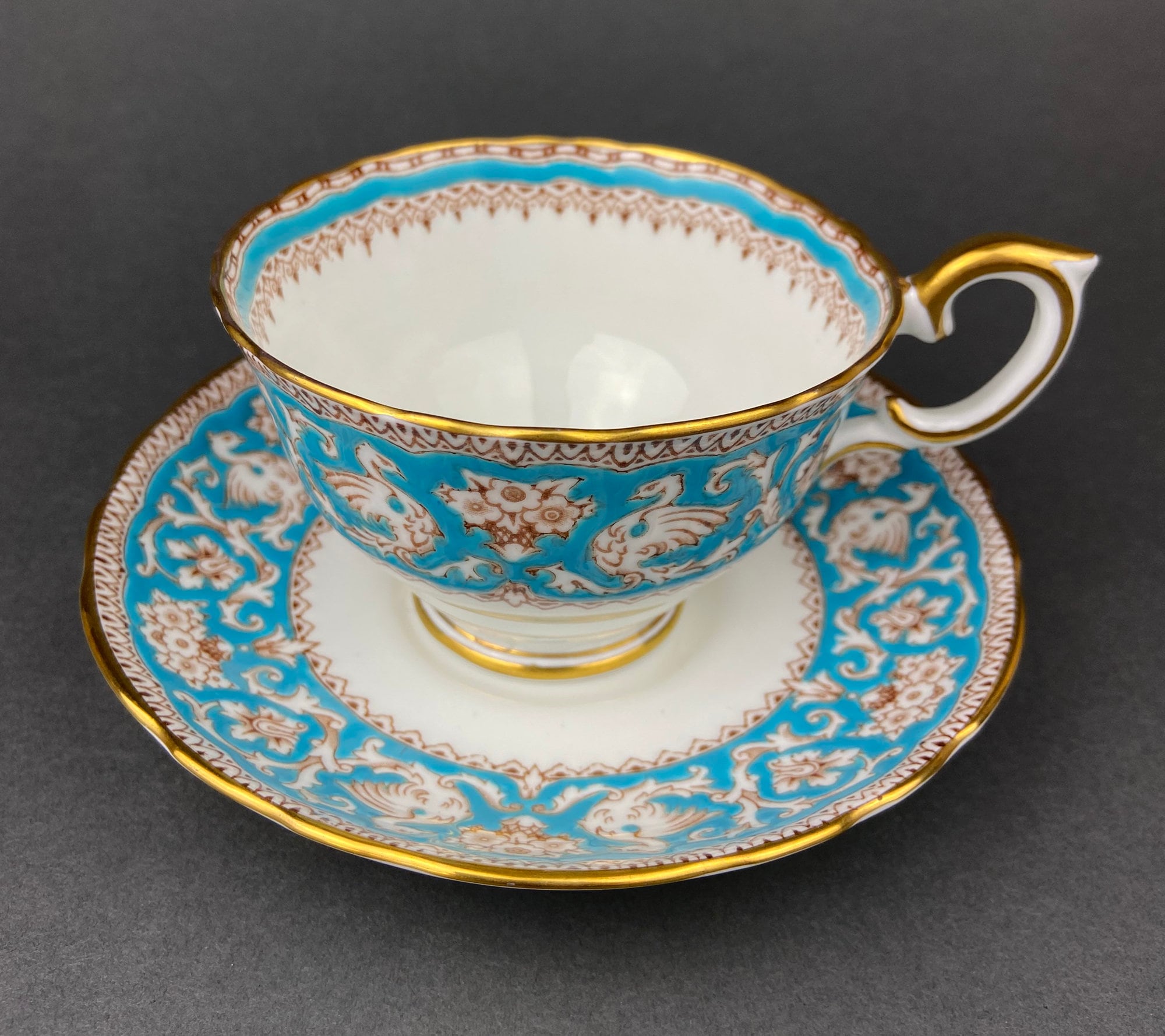 Vintage Royal Dover Fine Bone China Tea Cup, Floral Wreath, Made in England
