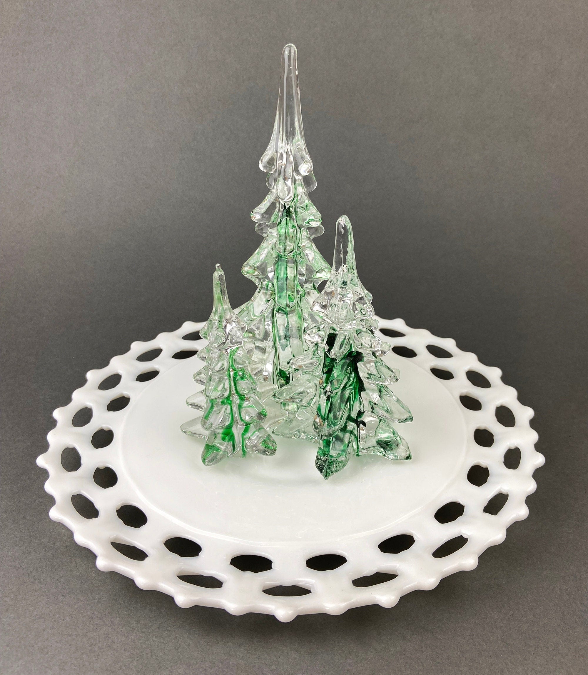 Lead Crystal Clear Christmas Tree. Hand Crafted Art Glass Spruce Tree. 8" Tall Pine. Holiday or Year-Round Decor.