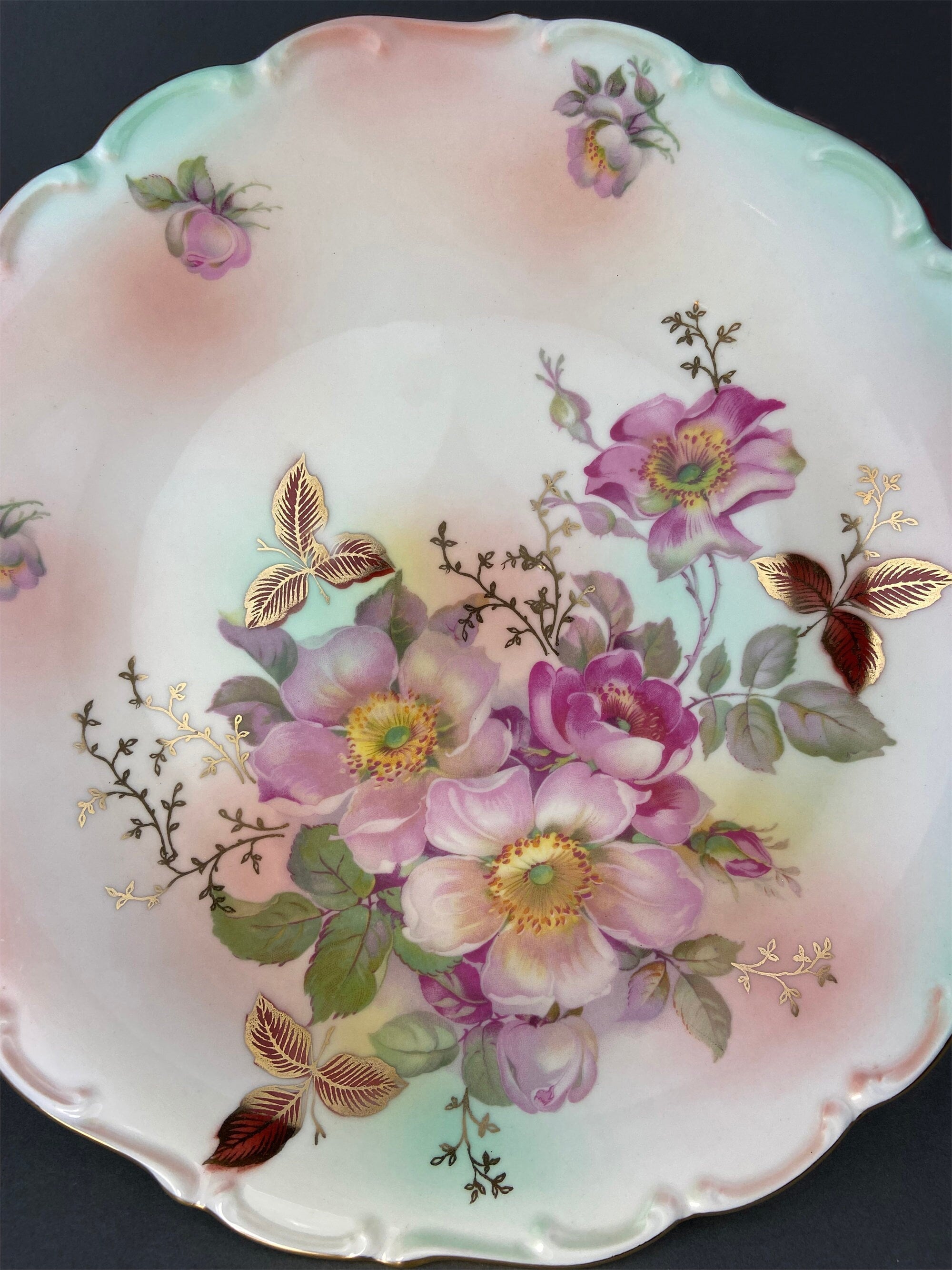 Vintage Fragonard Porcelain Footed Cake Stand, Bavaria OTCO, Collectible