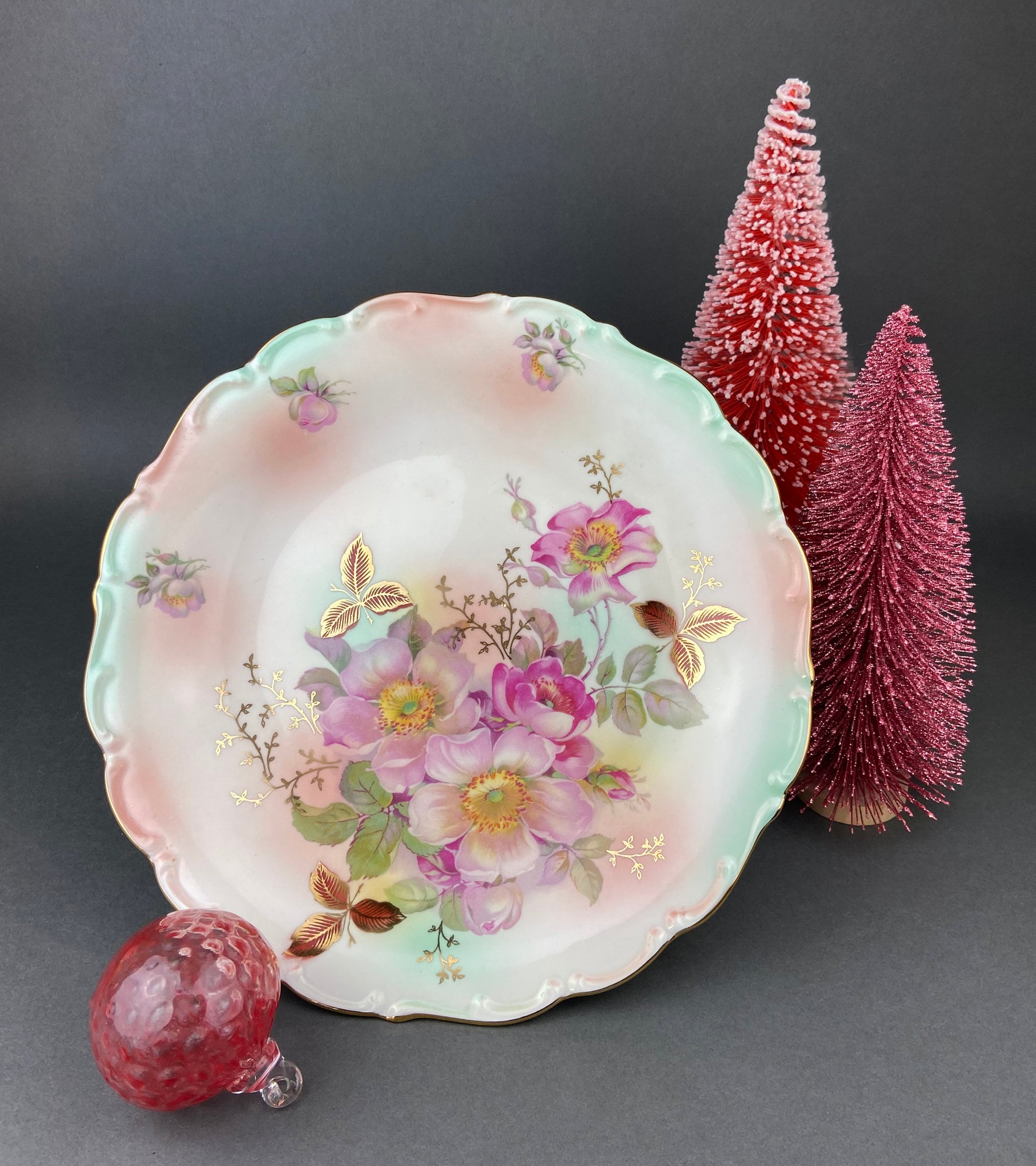 Vintage Fragonard Porcelain Footed Cake Stand, Bavaria OTCO, Collectible