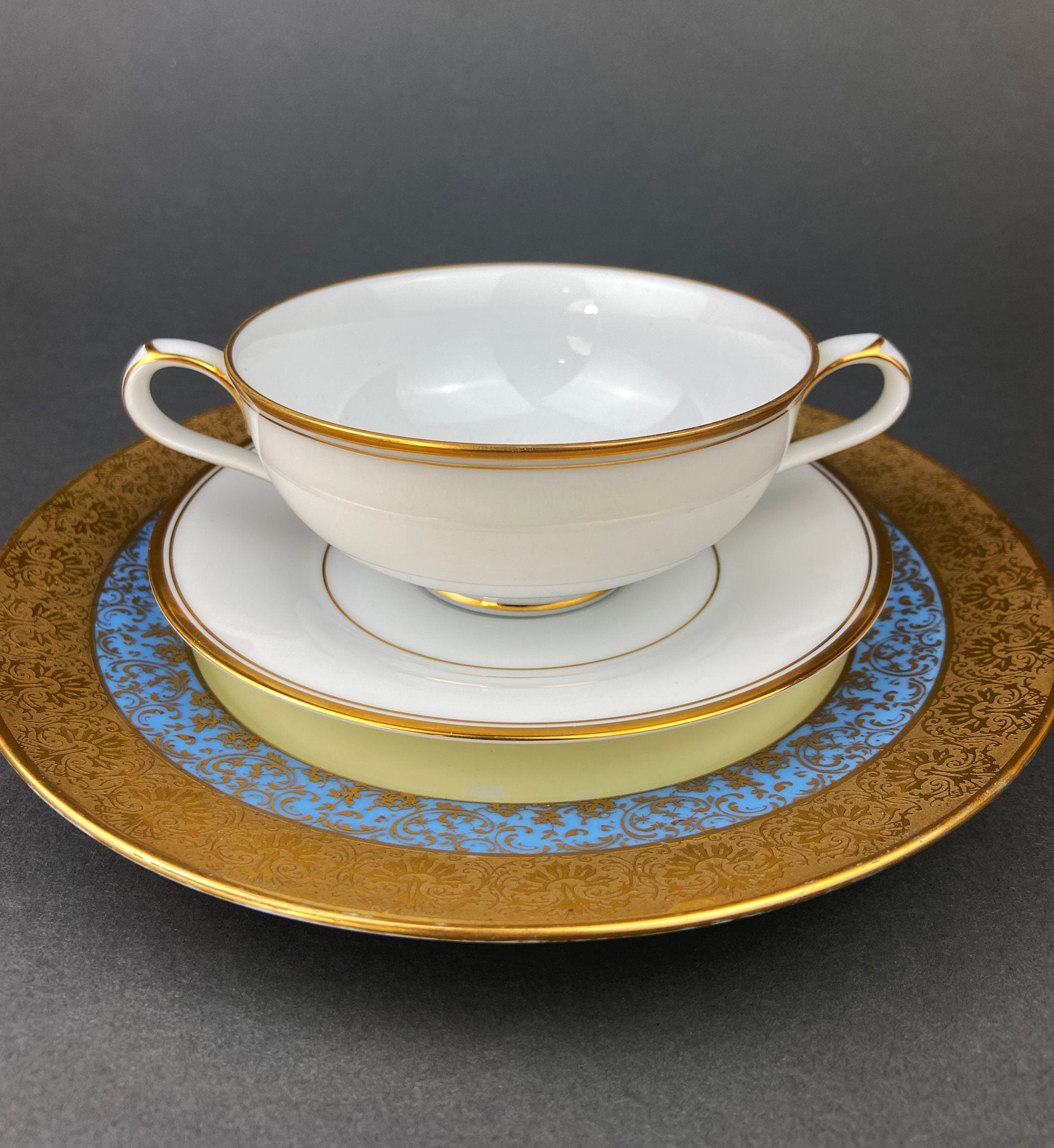 Noritake Allison Tea Set: Gold Band China Cups and Saucers (Set of Five)