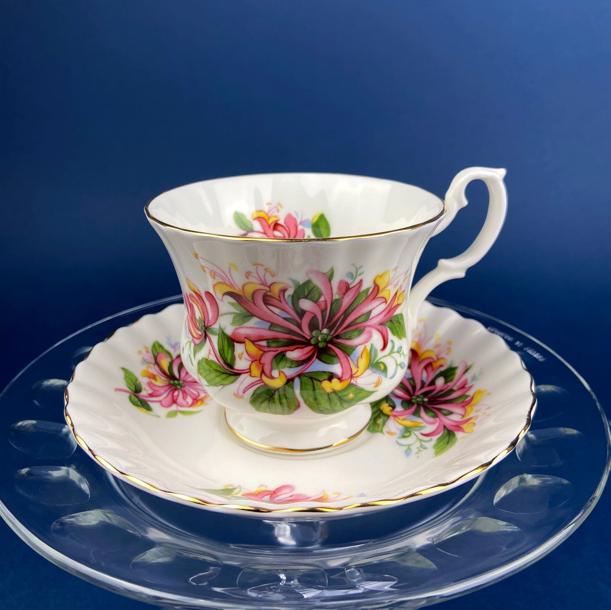 Square Tea or Coffee Cup with Bold Pink Roses and Floral Handle. Royal Stafford Berkeley Rose. Gift for a Romantic in Your Life.