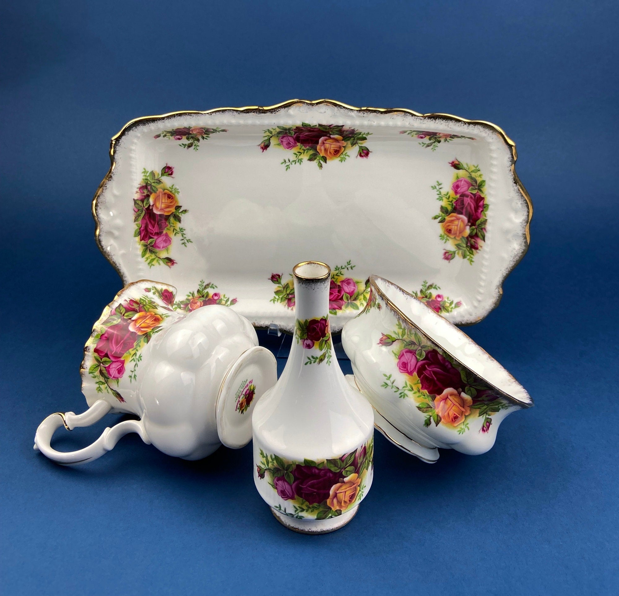 Antique Porcelain Tray for Cosmetics, Perfume, Bath Products, as Breakfast Tray or for Tea Parties. Hand-Painted & Signed by Artist.