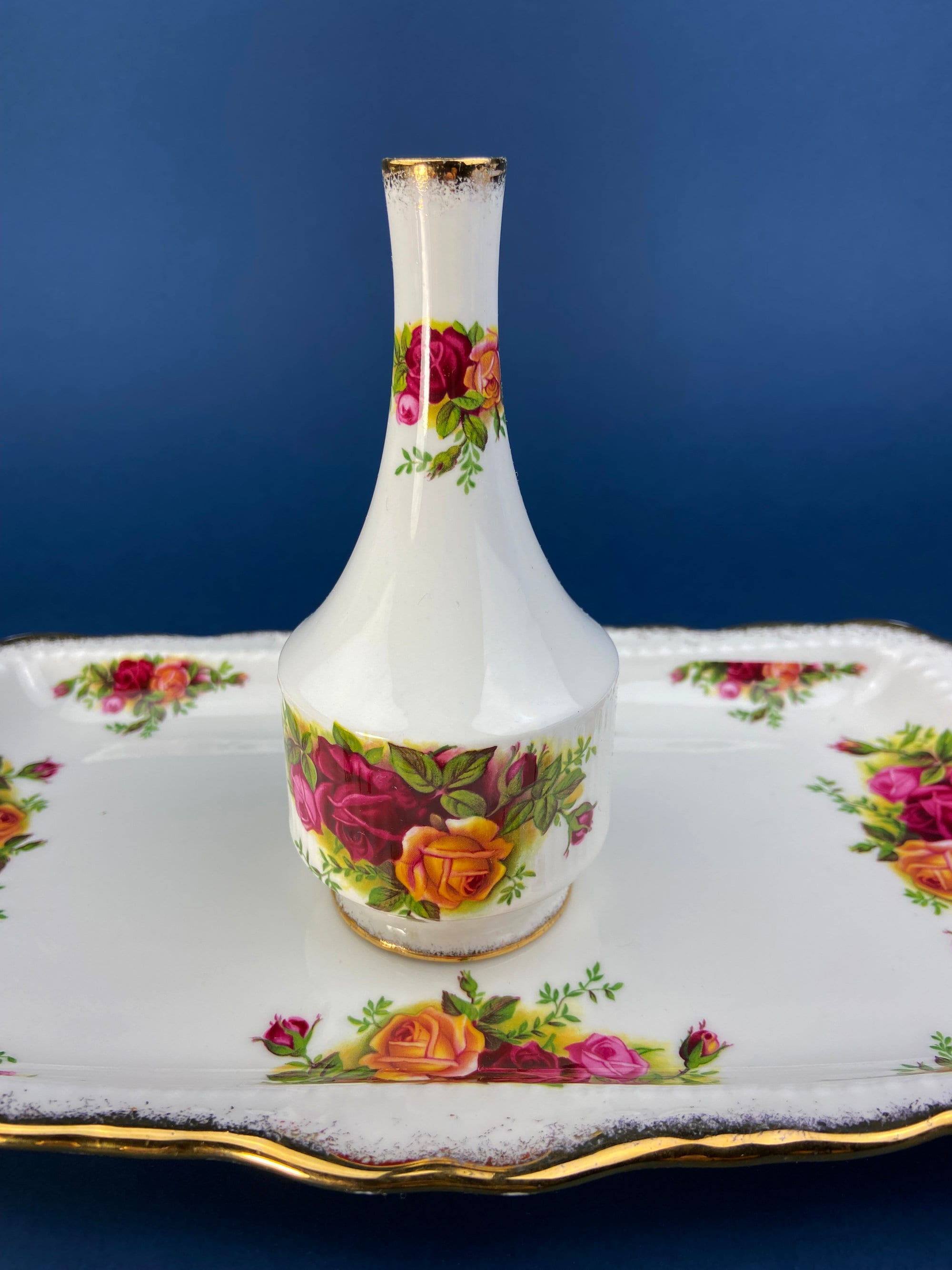 Antique Porcelain Tray for Cosmetics, Perfume, Bath Products, as Breakfast Tray or for Tea Parties. Hand-Painted & Signed by Artist.