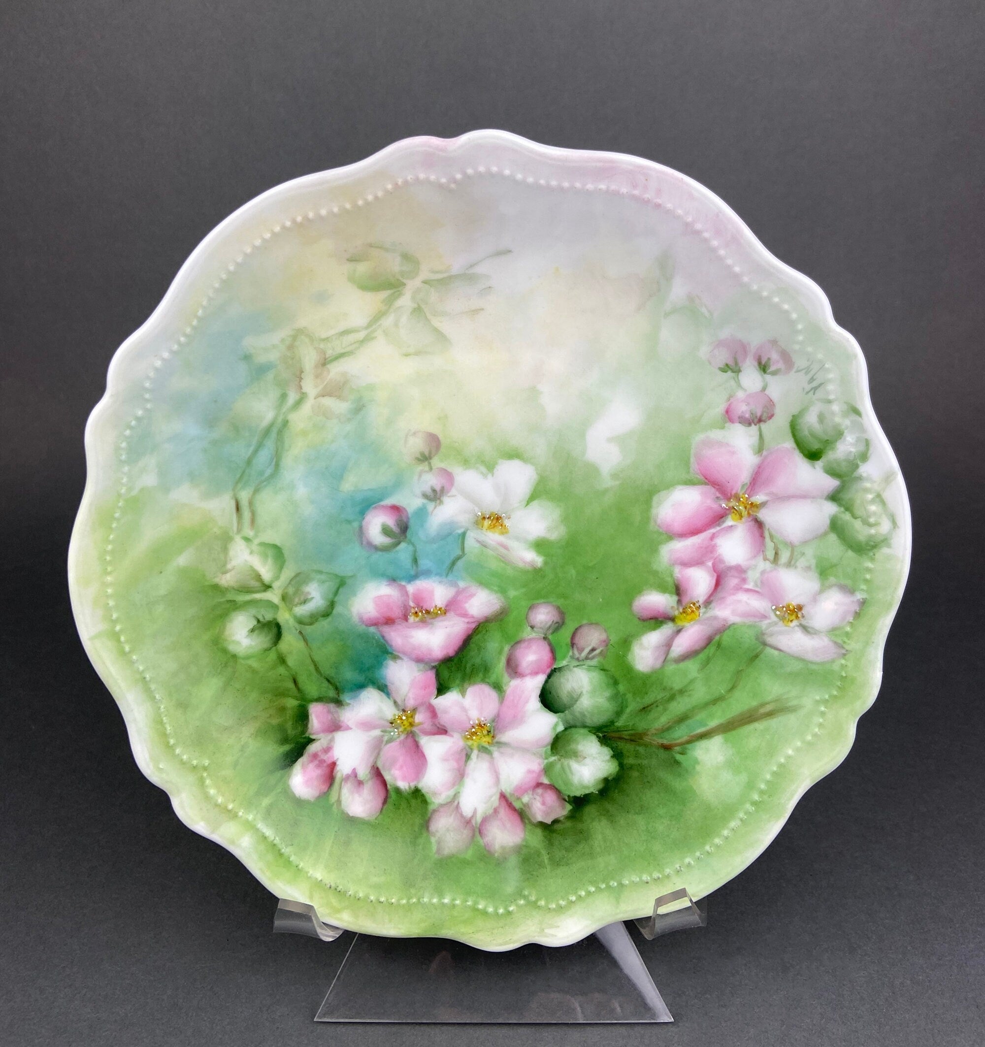 Antique Plate and Bowl by Milton, Imperial Vienna. Hand-Painted Tea Roses. Collectible Dessert Plate and Serving Bowl.
