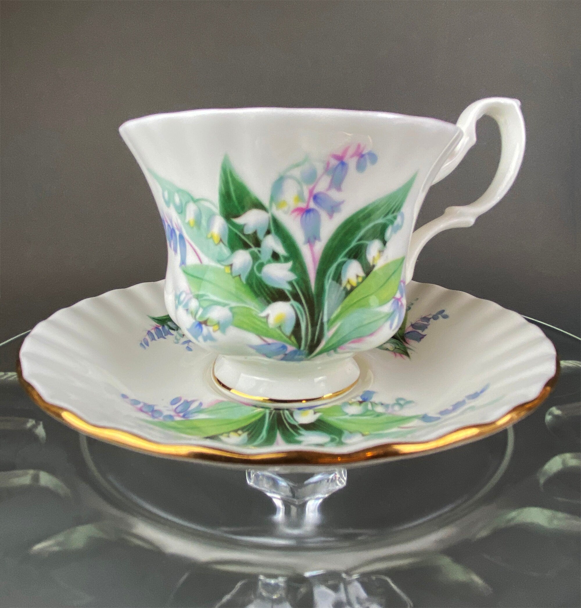 Vintage Royal Dover Fine Bone China Tea Cup, Floral Wreath, Made in England