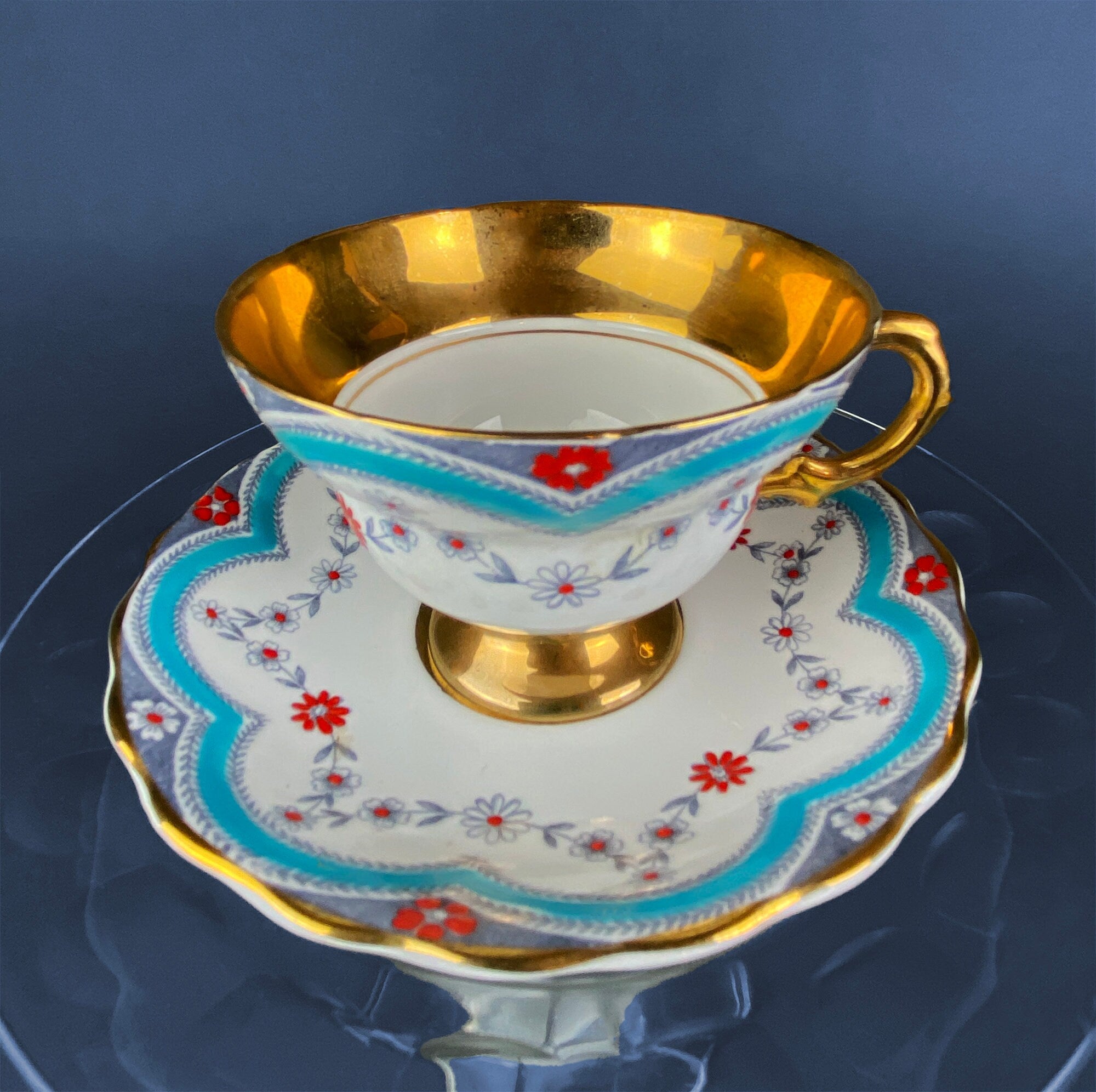 Vintage Royal Dover Fine Bone China Tea Cup, Floral Wreath, Made in England
