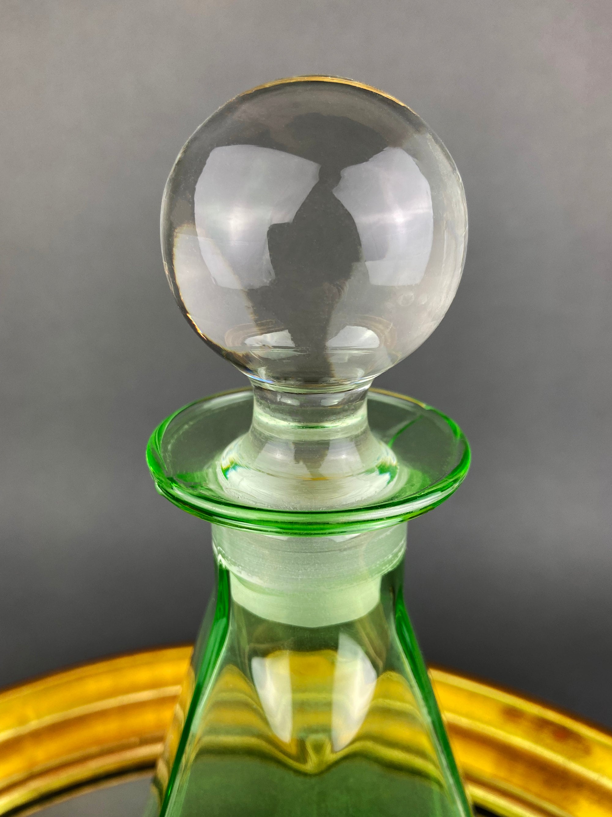 Dark Green Glass Decanter with Matching Stopper. Hand Blown Glass Carafe. Office Decor. Social Club Decor. Men Cave Accessory. Gift for Dad.