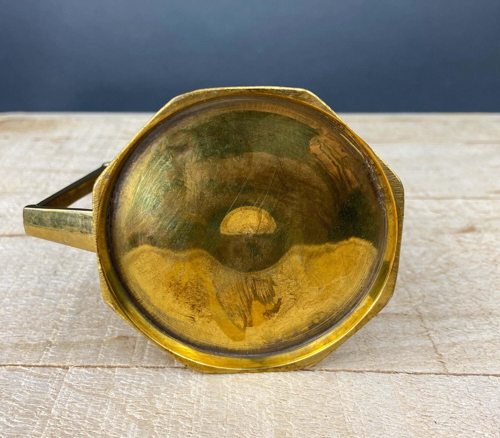 Antique Brass Coffee Set with Coffee Pot, Creamer & Sugar Bowl. Heavy Brass Pots with Handles. Kitchen Accessories.