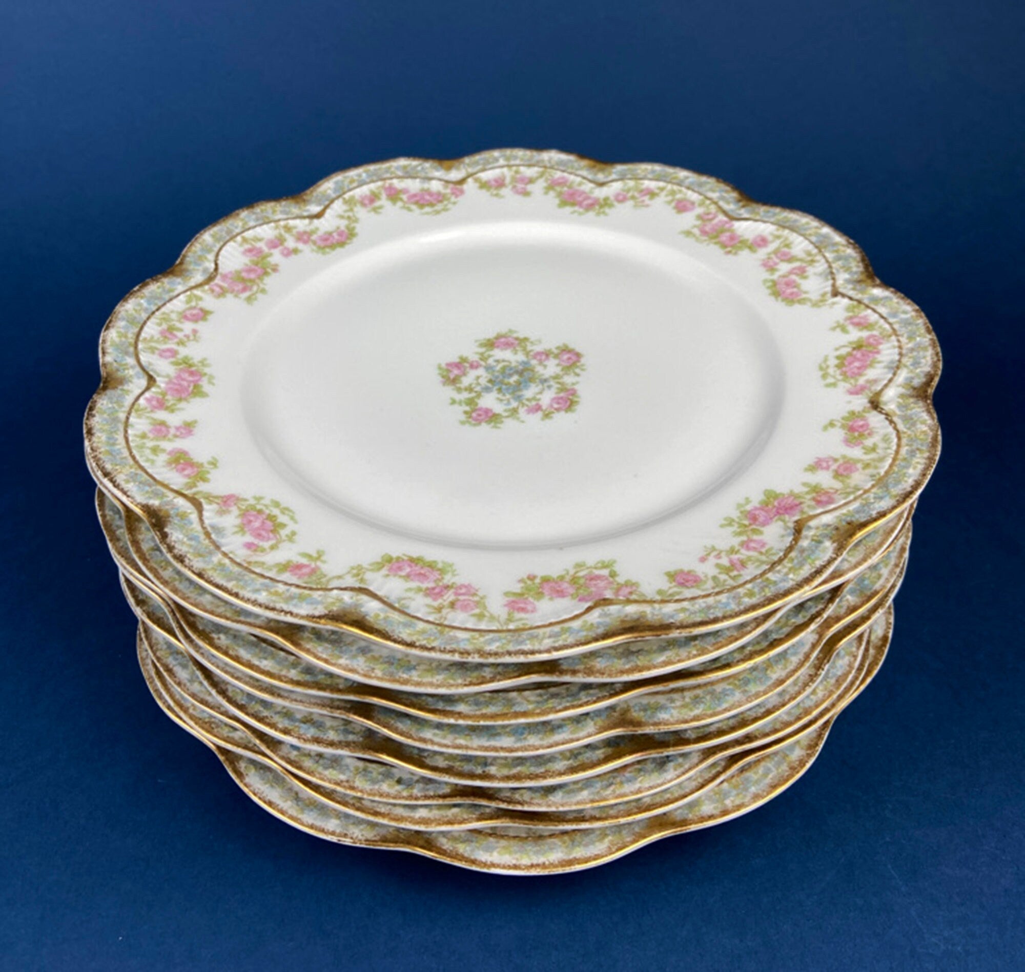 Antique Limoges Dinner Plates. Set of Eight Large Plates. Haviland & Co. Made in France. Luxurious Dining. Rare Find. French Country Living