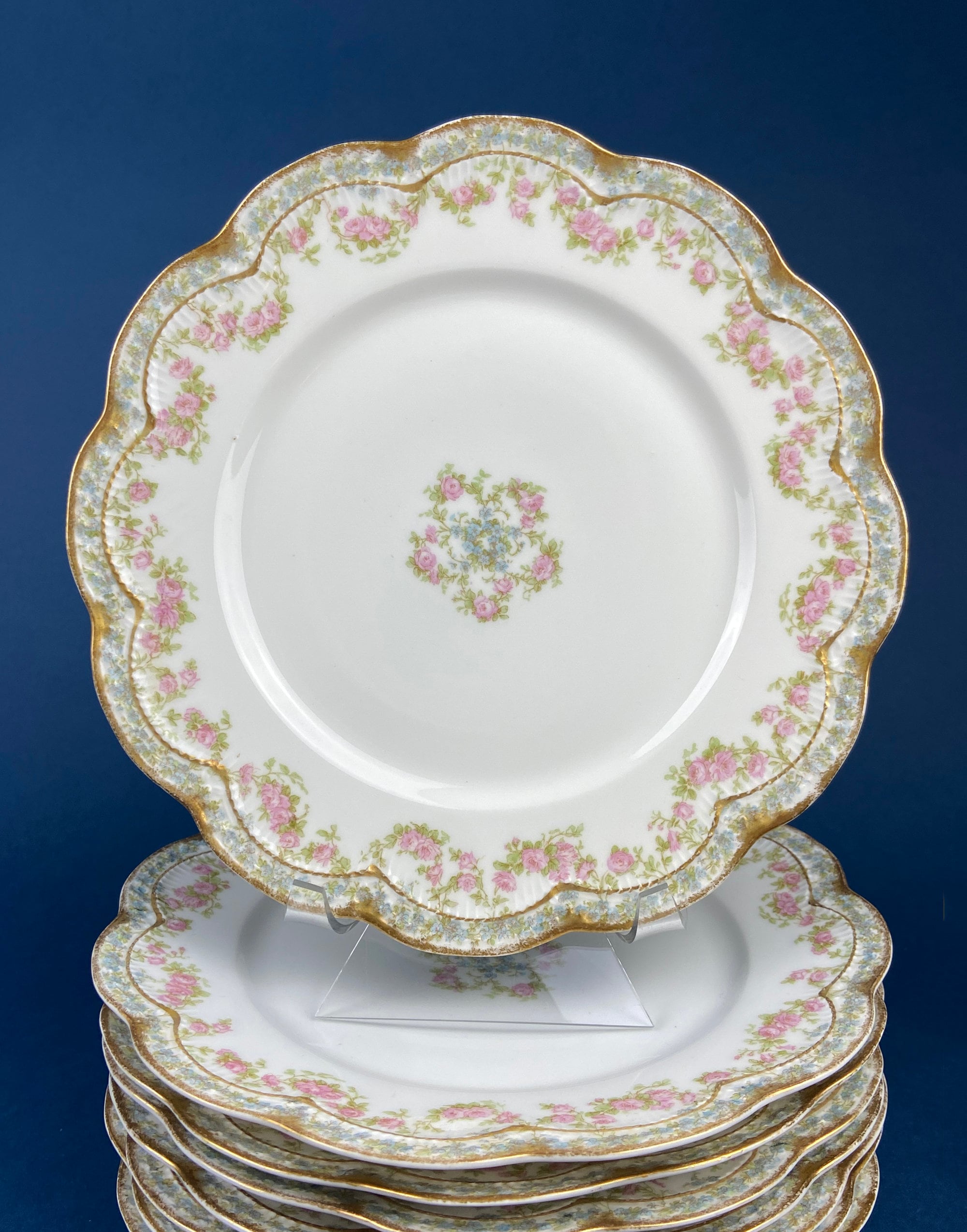 Antique Limoges Dinner Plates. Set of Eight Large Plates. Haviland & Co. Made in France. Luxurious Dining. Rare Find. French Country Living