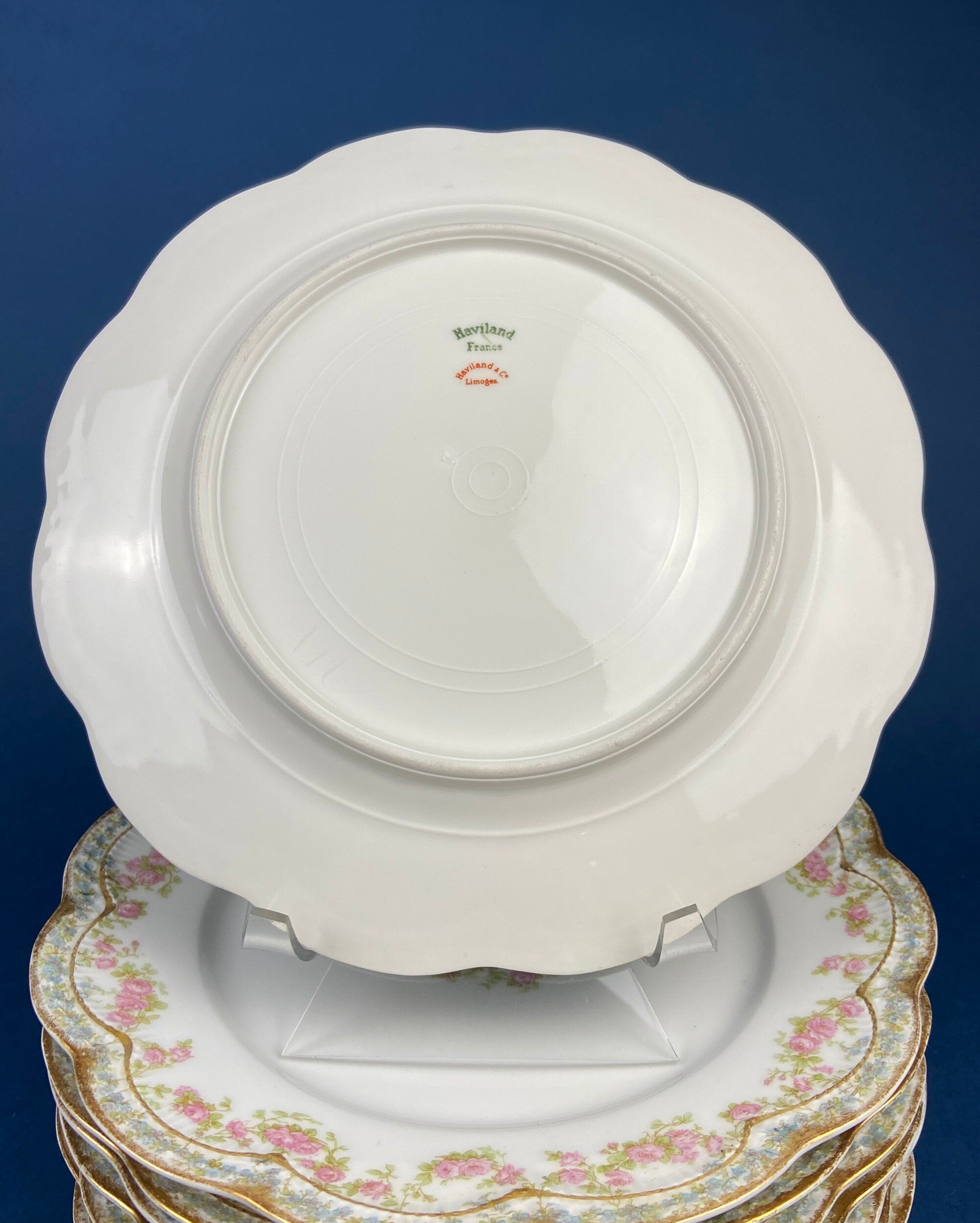 Antique Limoges Dinner Plates. Set of Eight Large Plates. Haviland & Co. Made in France. Luxurious Dining. Rare Find. French Country Living
