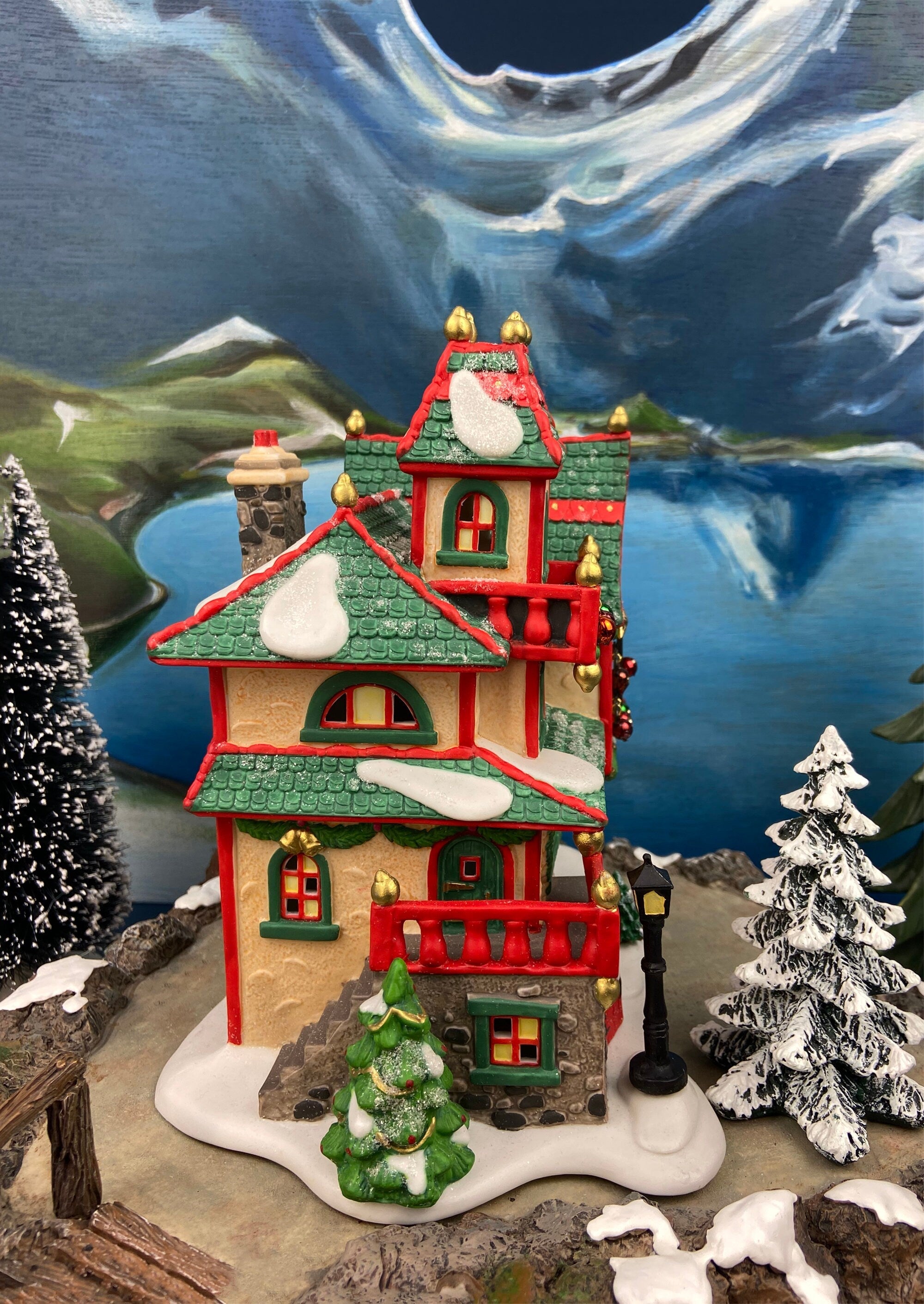 Department 56 North Pole Series Illuminated Christmas Village House - Glass Ornament Works