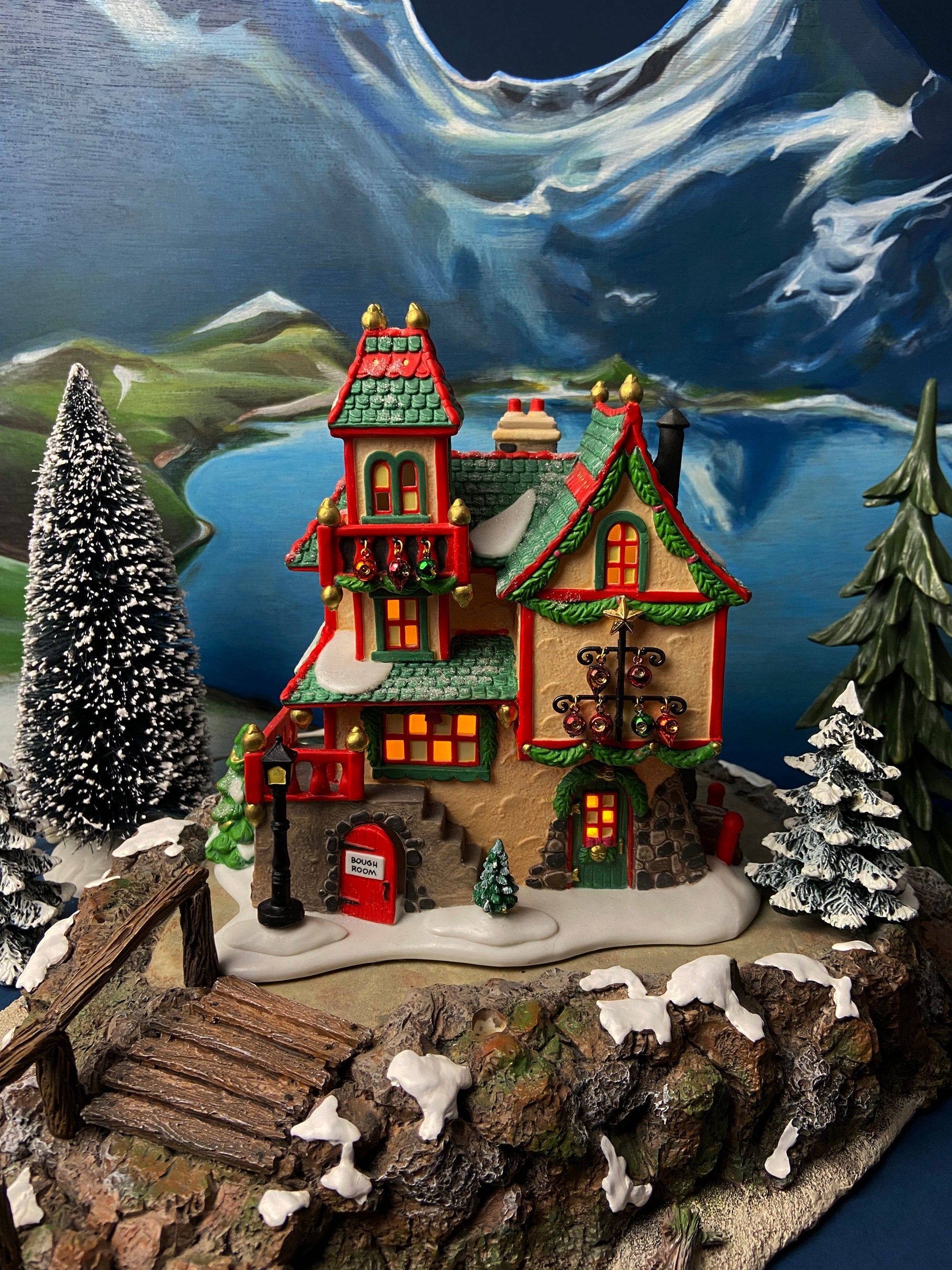 Department 56 North Pole Series Illuminated Christmas Village House - Glass Ornament Works