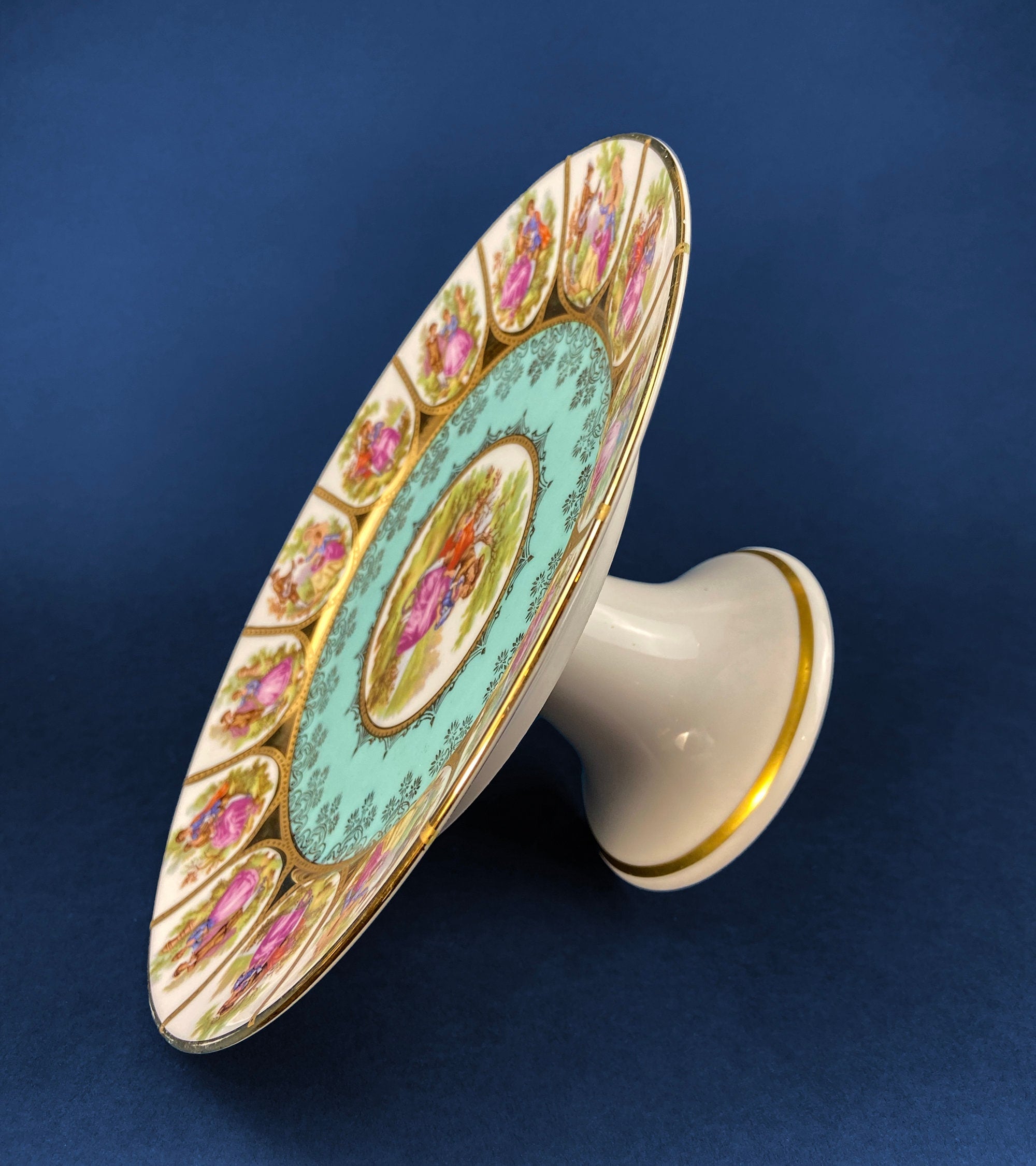 Vintage Fragonard Porcelain Footed Cake Stand, Bavaria OTCO, Collectible